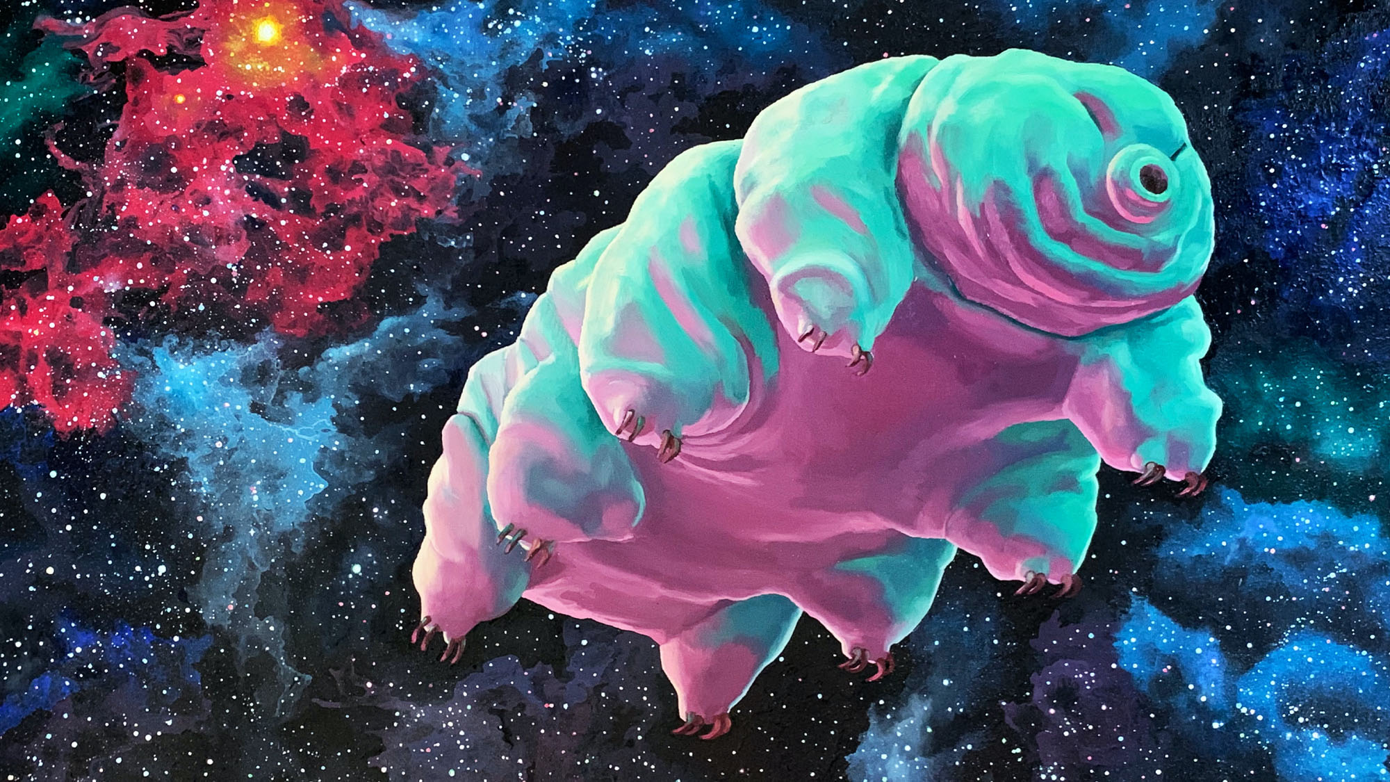 Voyager, oil on glass, 53 x 90 cm