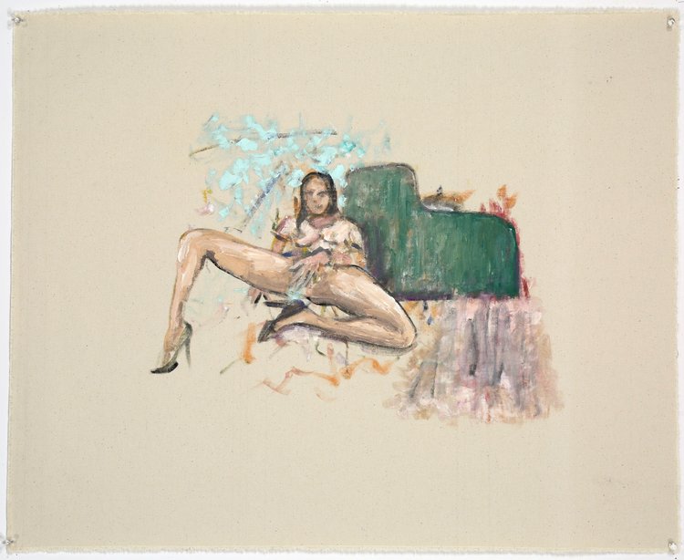 The Green Chair. Oil on raw canvas, 25 x 30 inches