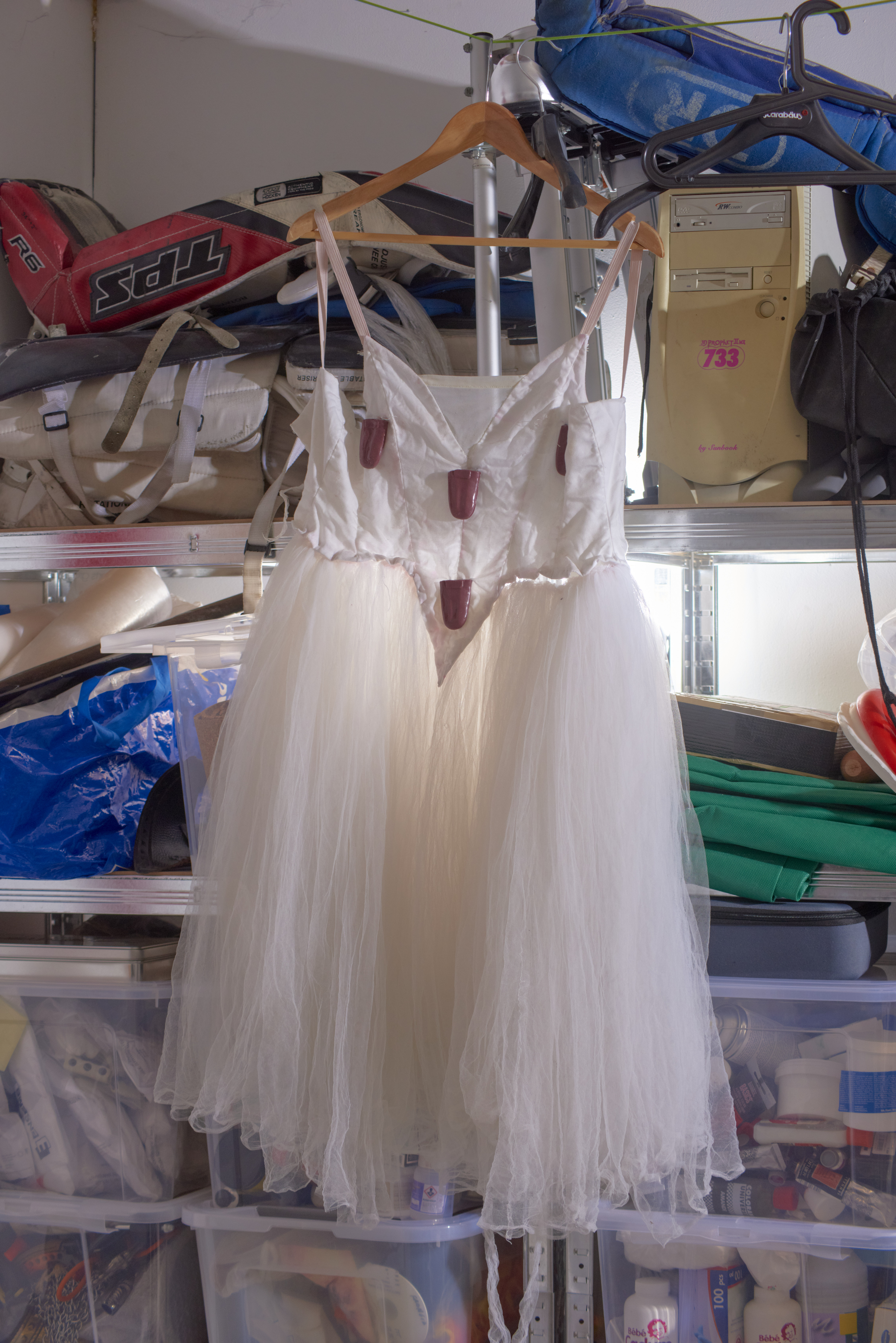 Untitled, 2021. Fake tongues, dance tutu. Variable sizes.