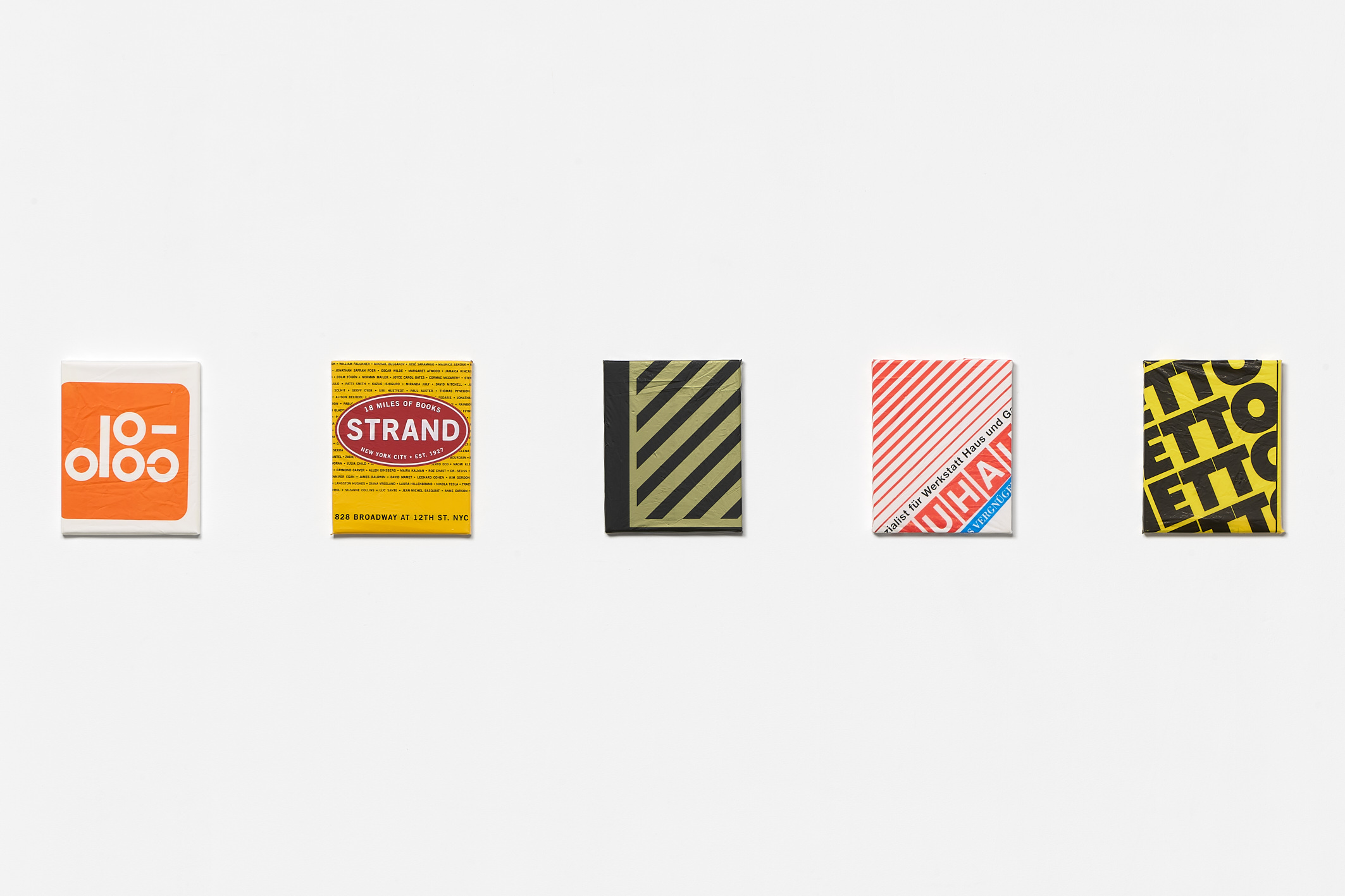 Isabella Darcy, Untitled, (coop/strand/stripe/bauhaus/netto), 2021, Plastic bag over canvas, 26 x 20.5 cm