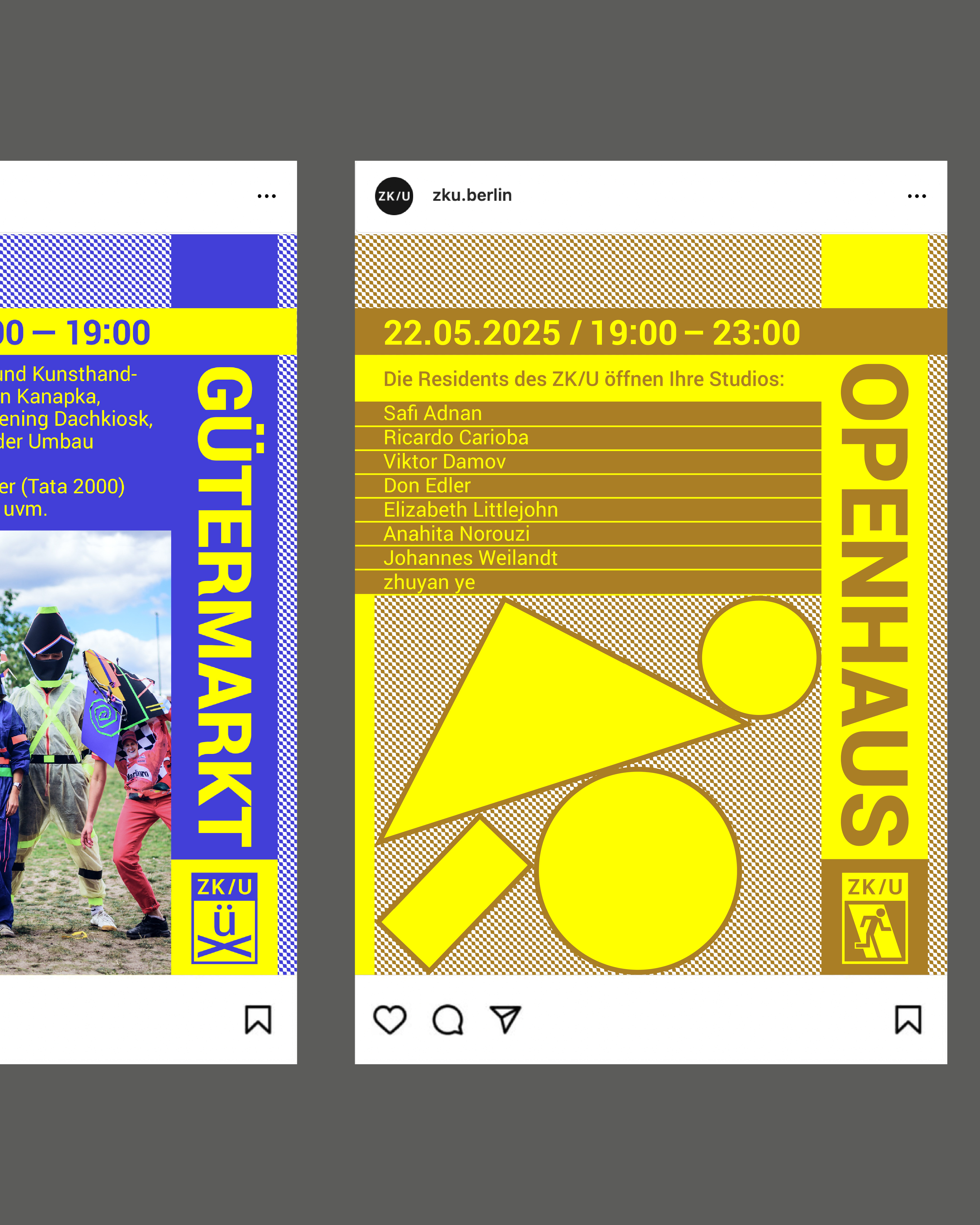 Risograph Posters and Social Media Assets for ZK/U Berlin, 2025