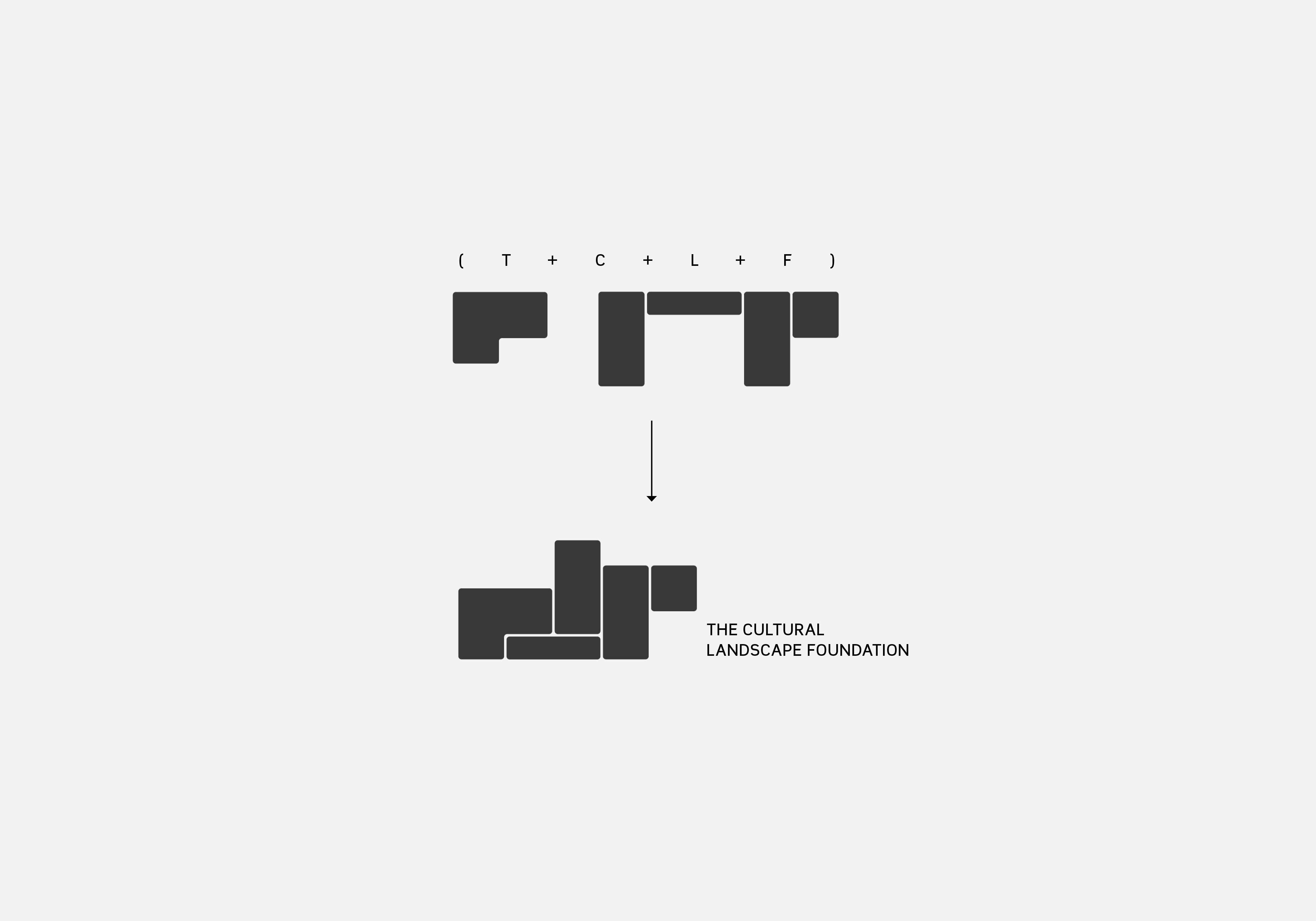 ︎TCLF logo configuration, using the abbreviation TCLF in Typescape letters