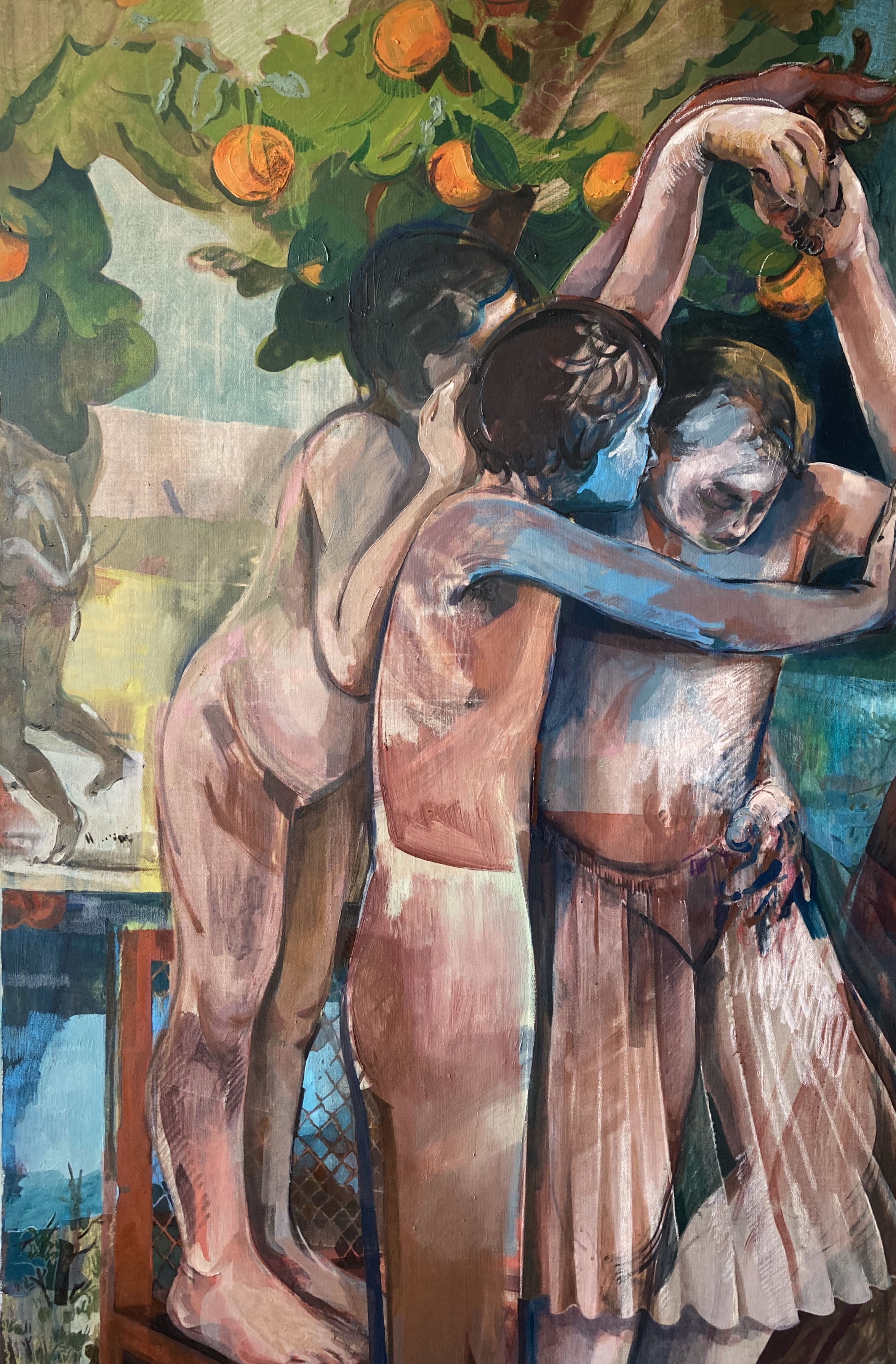 Mother Fleeing as a Teen, 2020. Oil on linen, 160 × 105 cm.