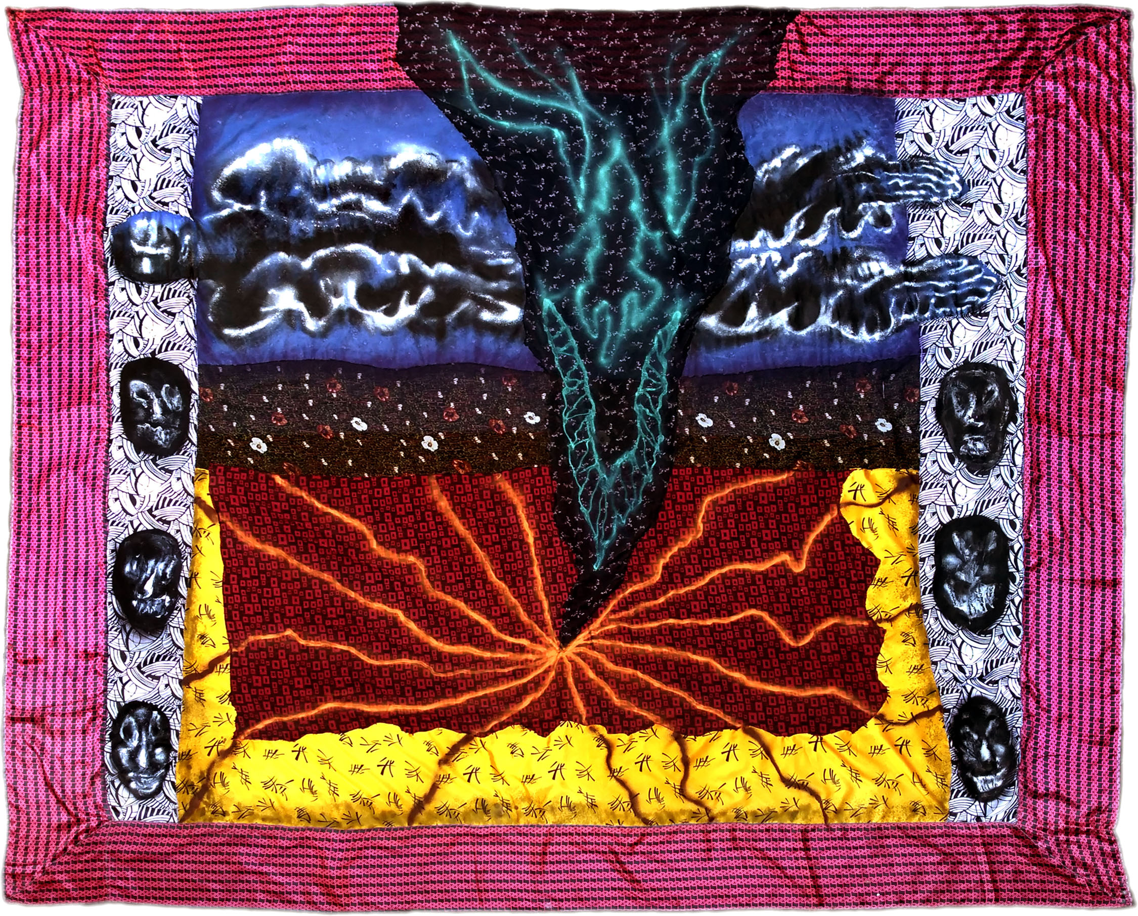 Il Sogno di Carlospray paint on hand-sewn textiles, 400x500cm, 2018