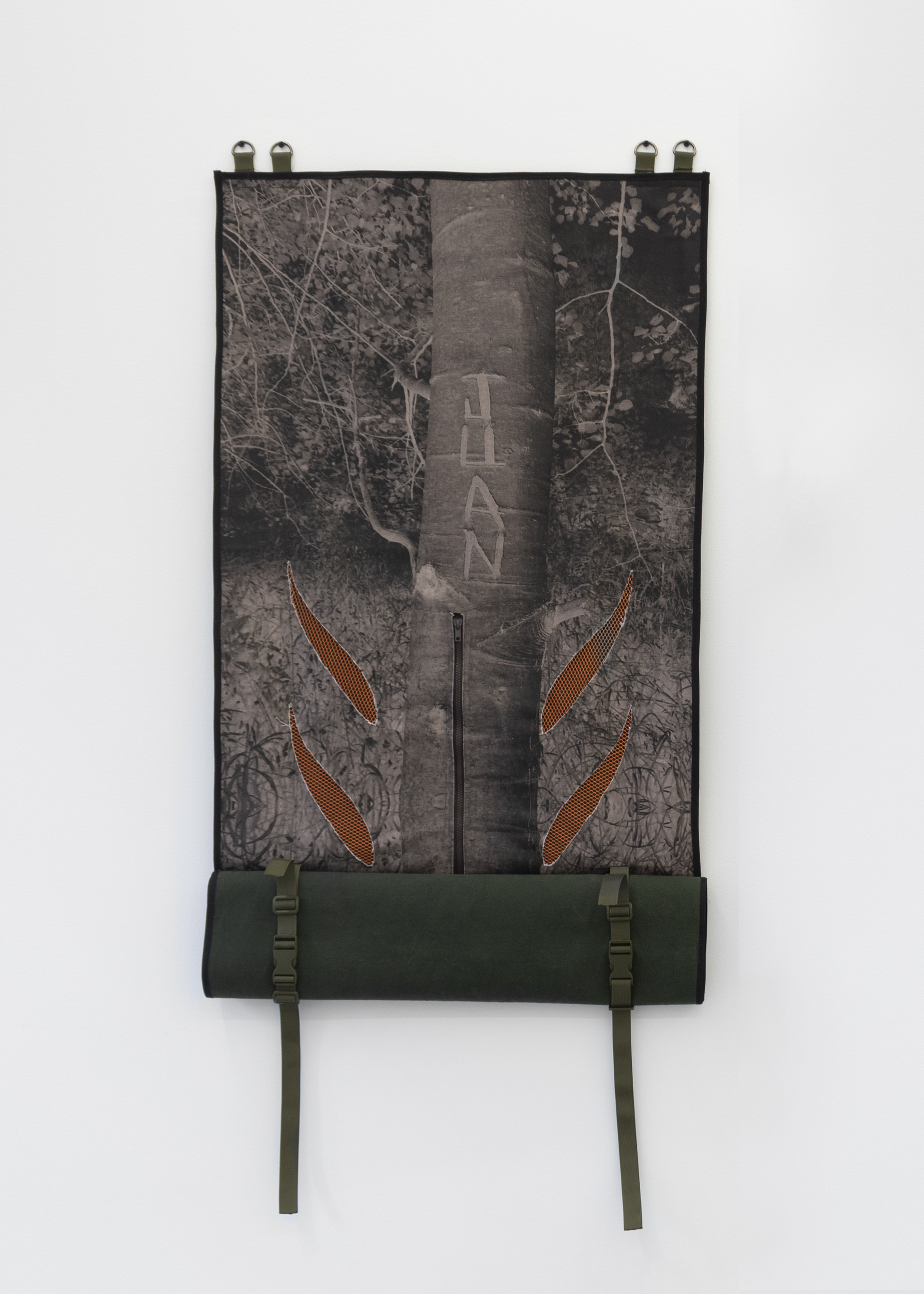 Chicago Gears (nocturnal flight count) Photographic print on bull denim, duck canvas, side release buckles, metal d rings, nylon webbing, zipper, 2020. Photography: Prairie