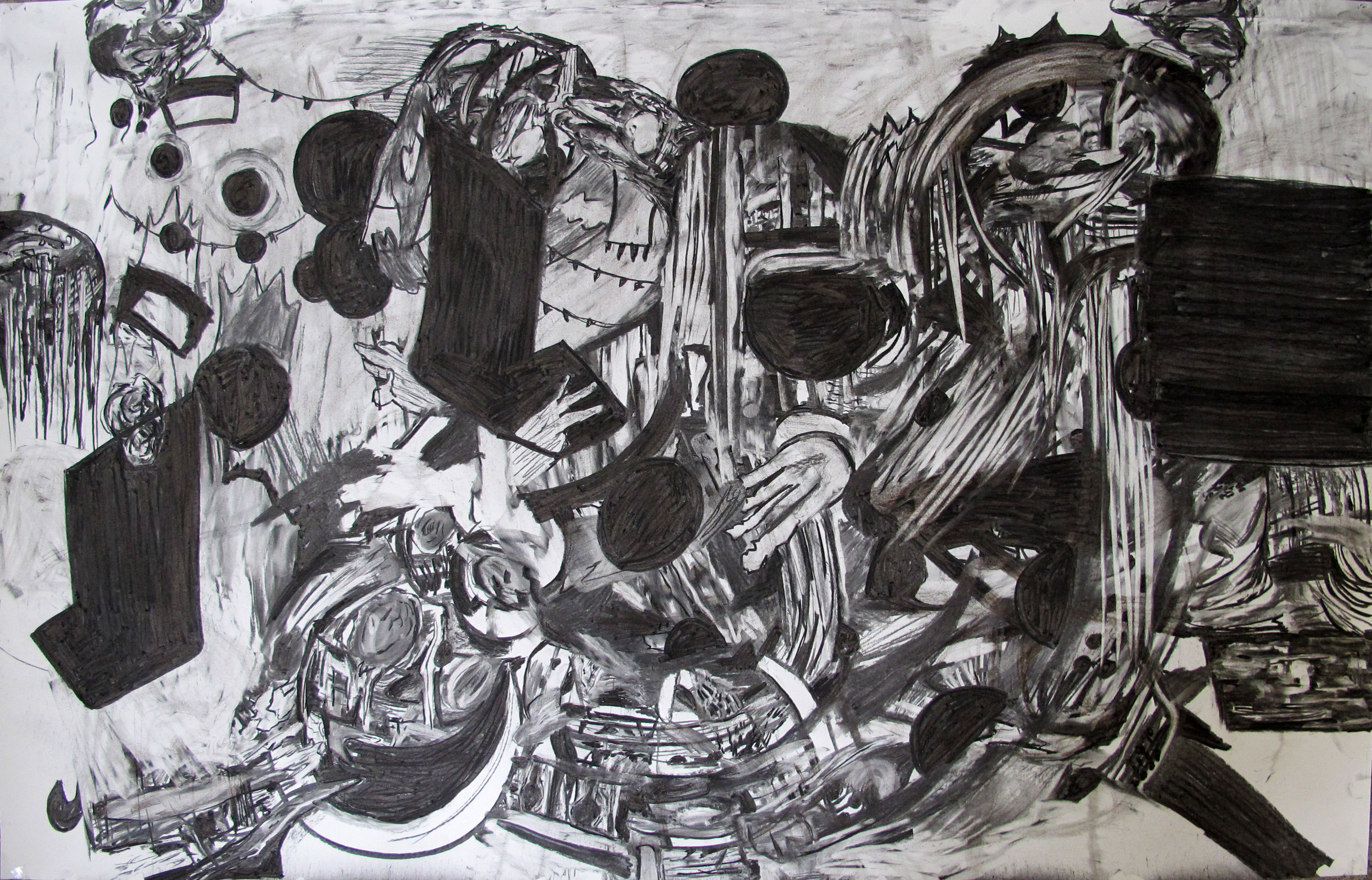 "Untitled", 2014. Charcoal on paper, 100 x 150 cm