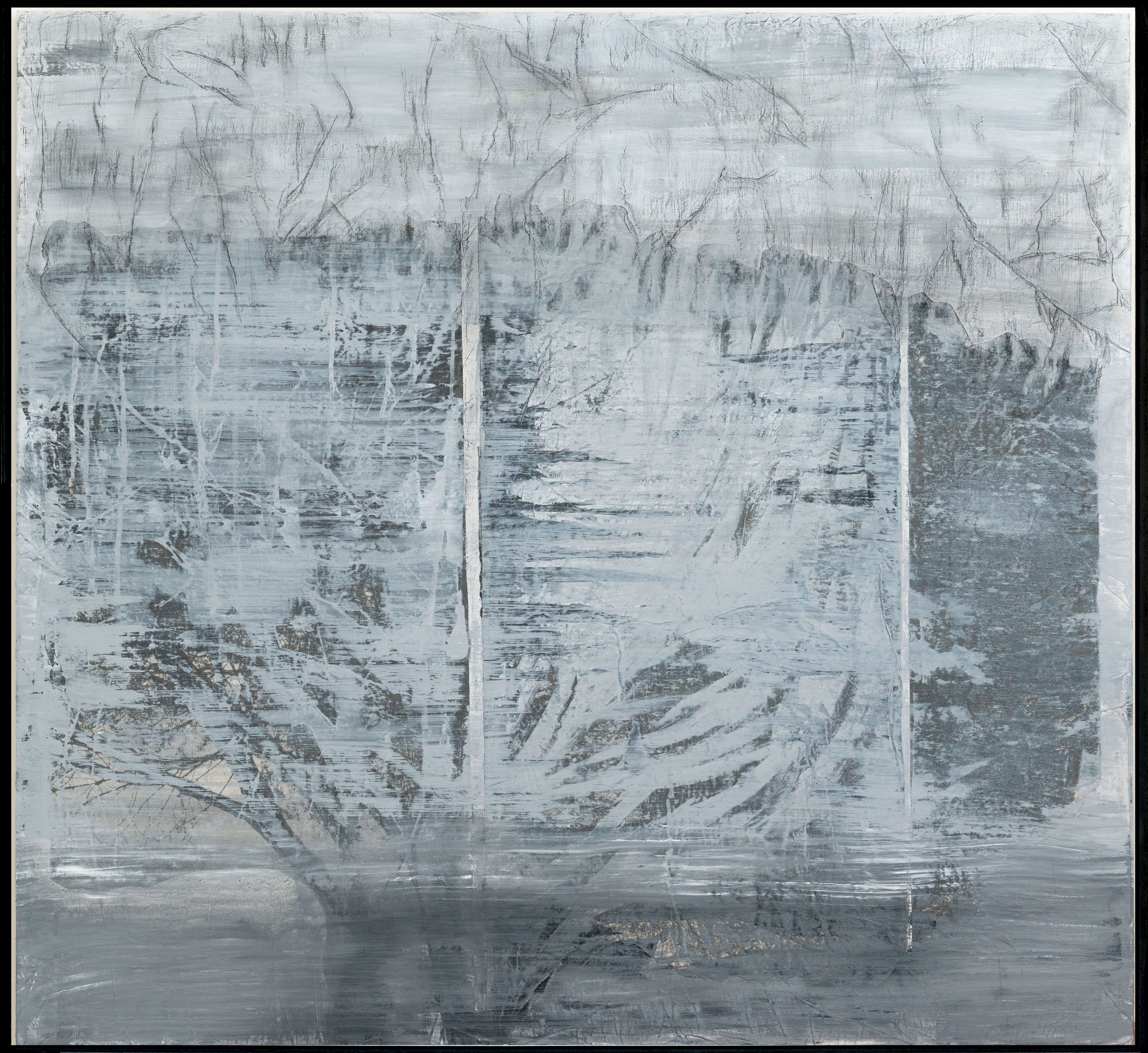 ROOTED | 2024 | UNIQUE PIECE | Acrylic paint & charcoal on Collage | 102 x 108 cm