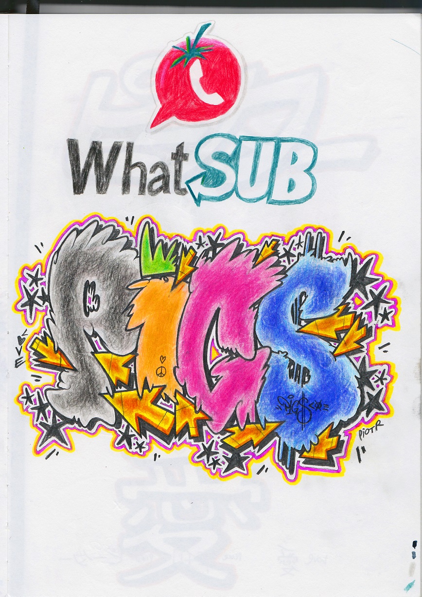 "WhatsApp SUBWAY mashup & PIG$". Coloured pencils and pencil on paper, 2018, 29 x 20 cm / 11.4 x 7.9 inches