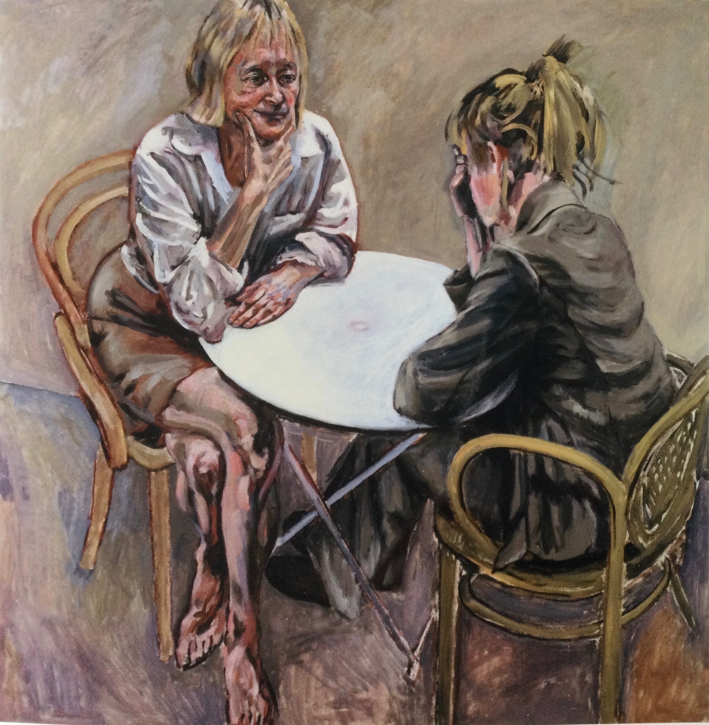 Moeder en dochter 2005 - oil 110 x 110