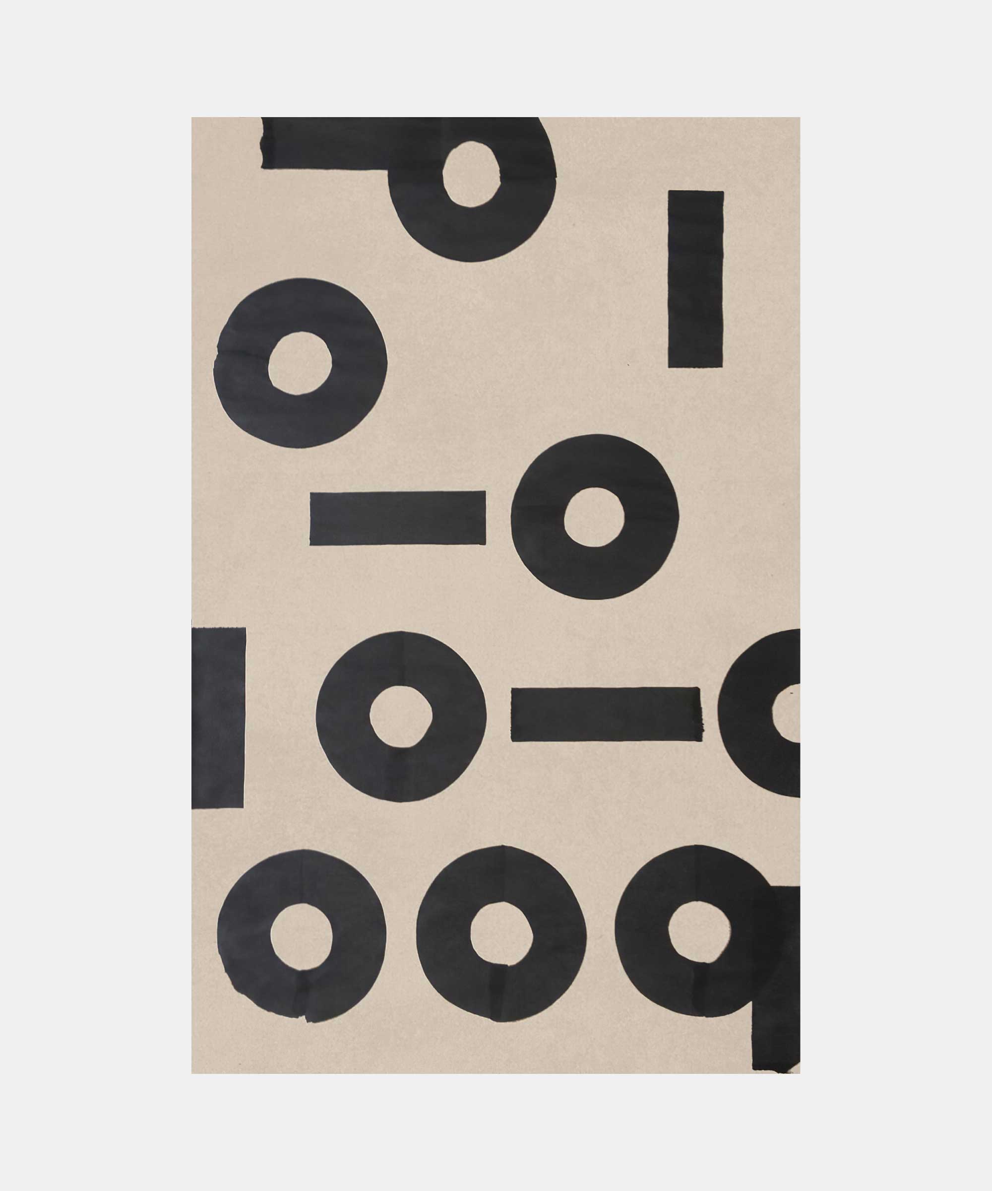 Eight circles and six lines, 2014. Ink on kraft paper, 70&#160;x&#160;110&#160;cm.