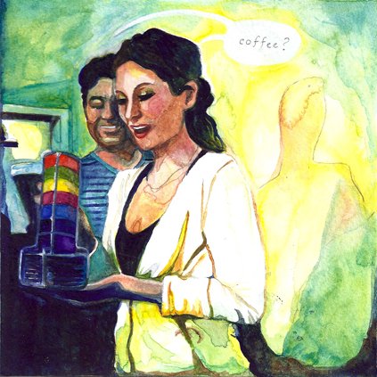 Jane and Sam 6"x6" watercolor. 2012.