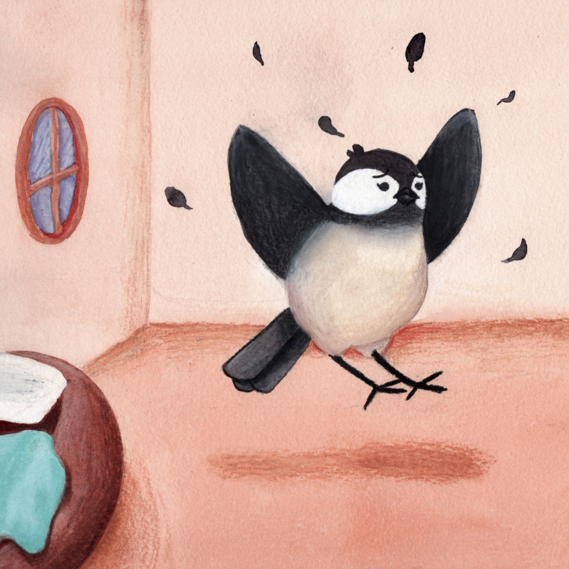 AnxiousWatercolor and colored pencil, Dimensions vary, 2023