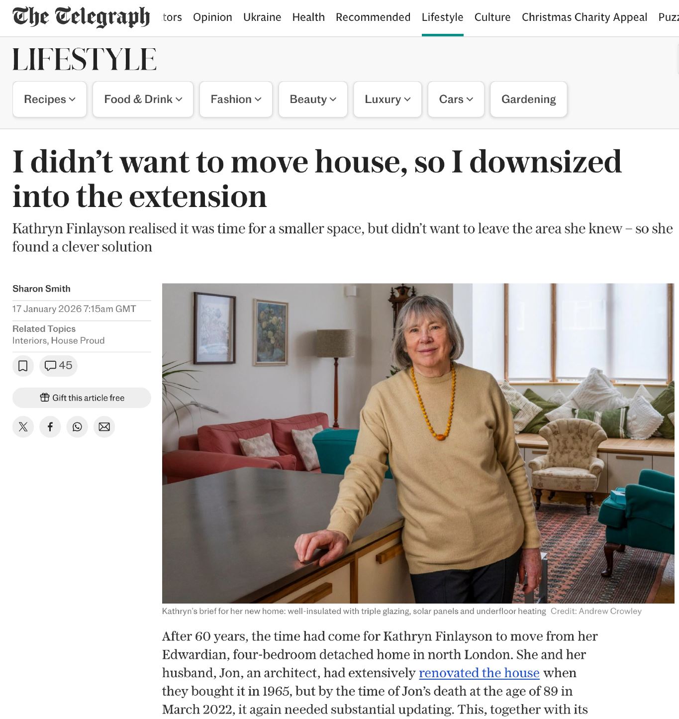 January, 2026  | Woodbury House featured in the Daily Telegraph