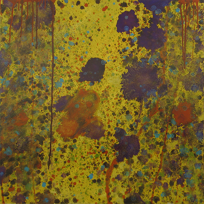 FloatLikeaButterflyStingLikeaBee #2, 2004, oil on aluminum, 32"x32