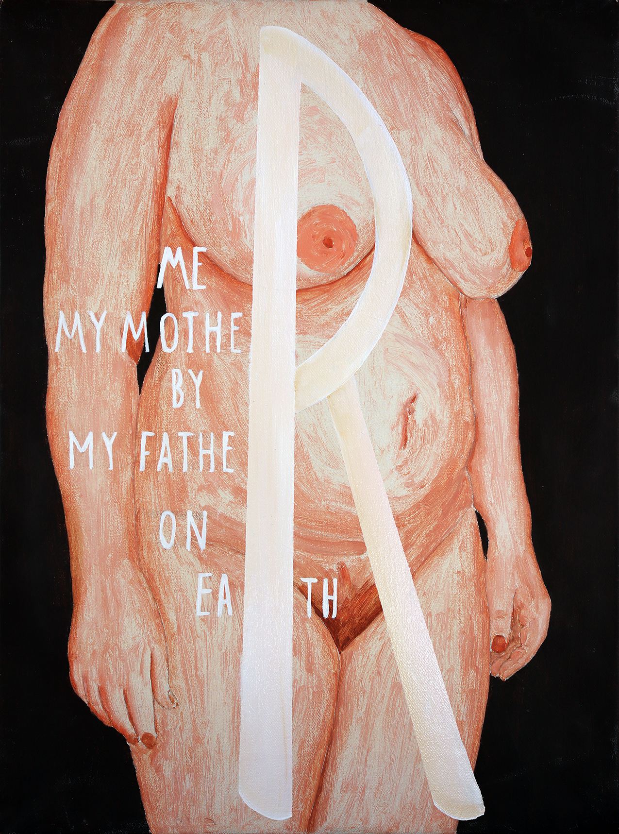 Me, my Mother, by my Father, on Earth, oil on canvas, 46x34 cm, 2013-2023 (Vasos & George Kazazis)