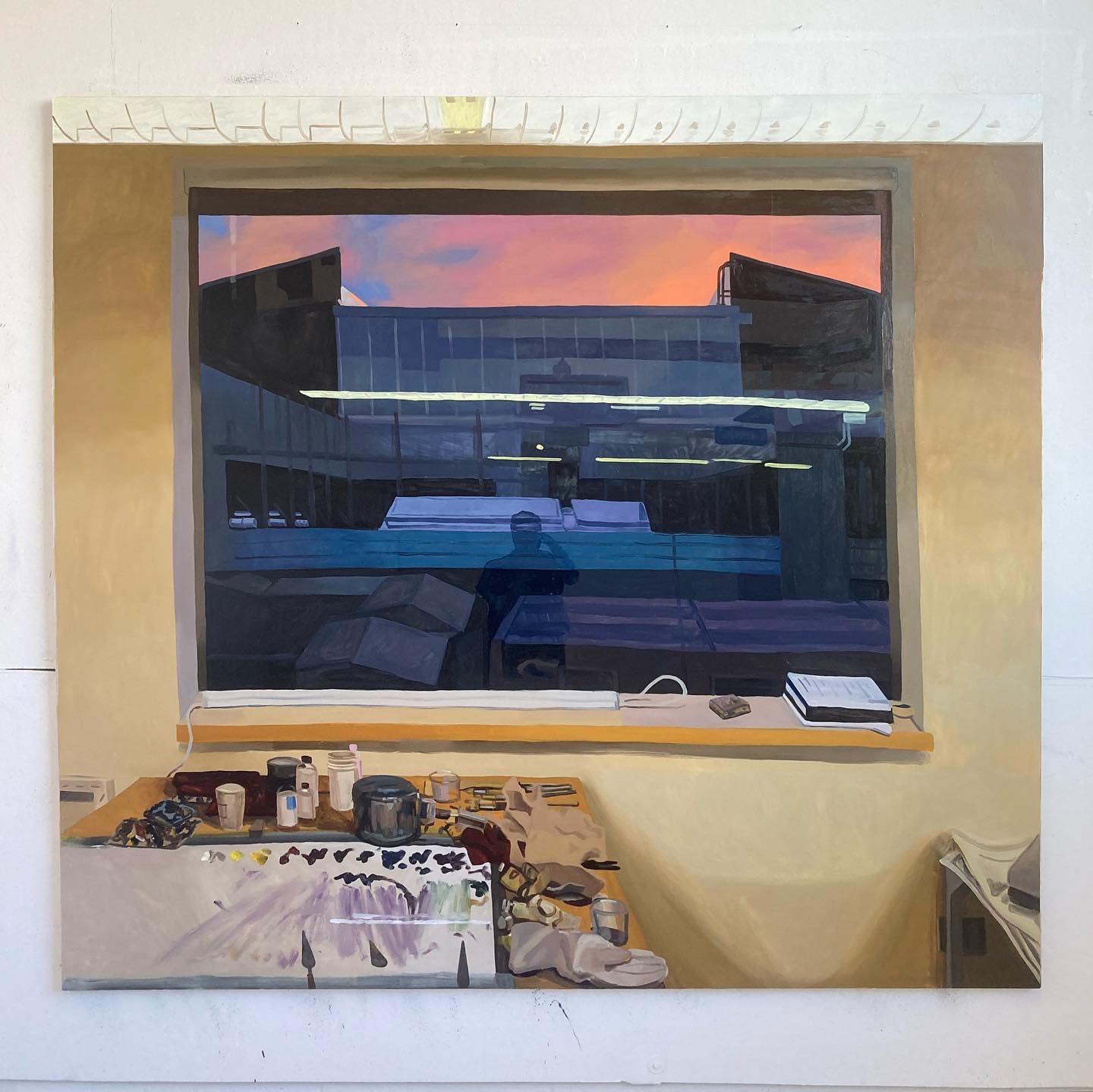 view of my studio / oil on panel / 2022
