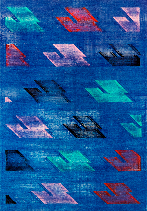 Handwoven wool rug. Serial production. 1990's