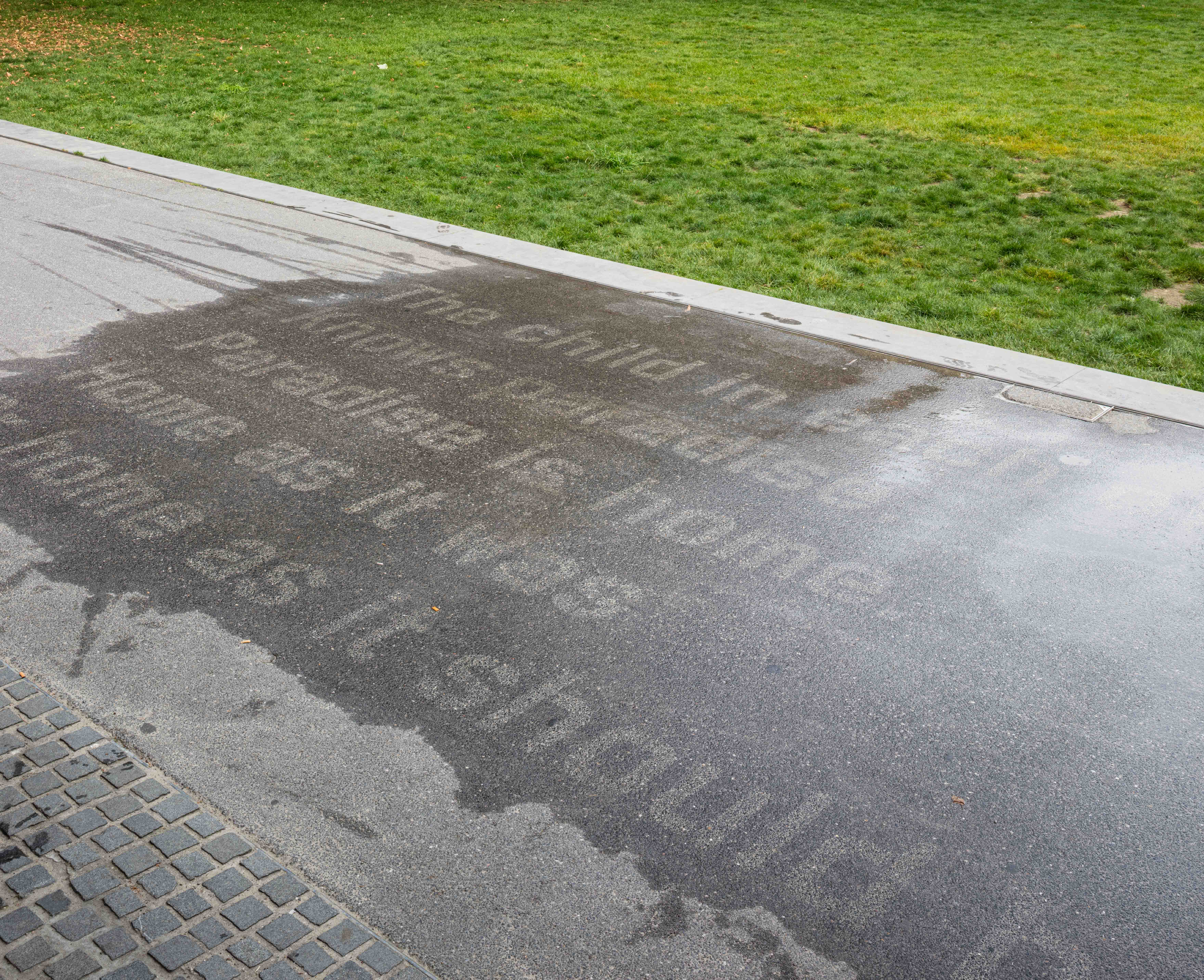 ParadisePressure-washed text, excerpted from Octavia’ E. Butler’s Parable Series (1993-1998)Inscribed on the pavement in front of the District Hall in Harmonie Park, Antwerp2023