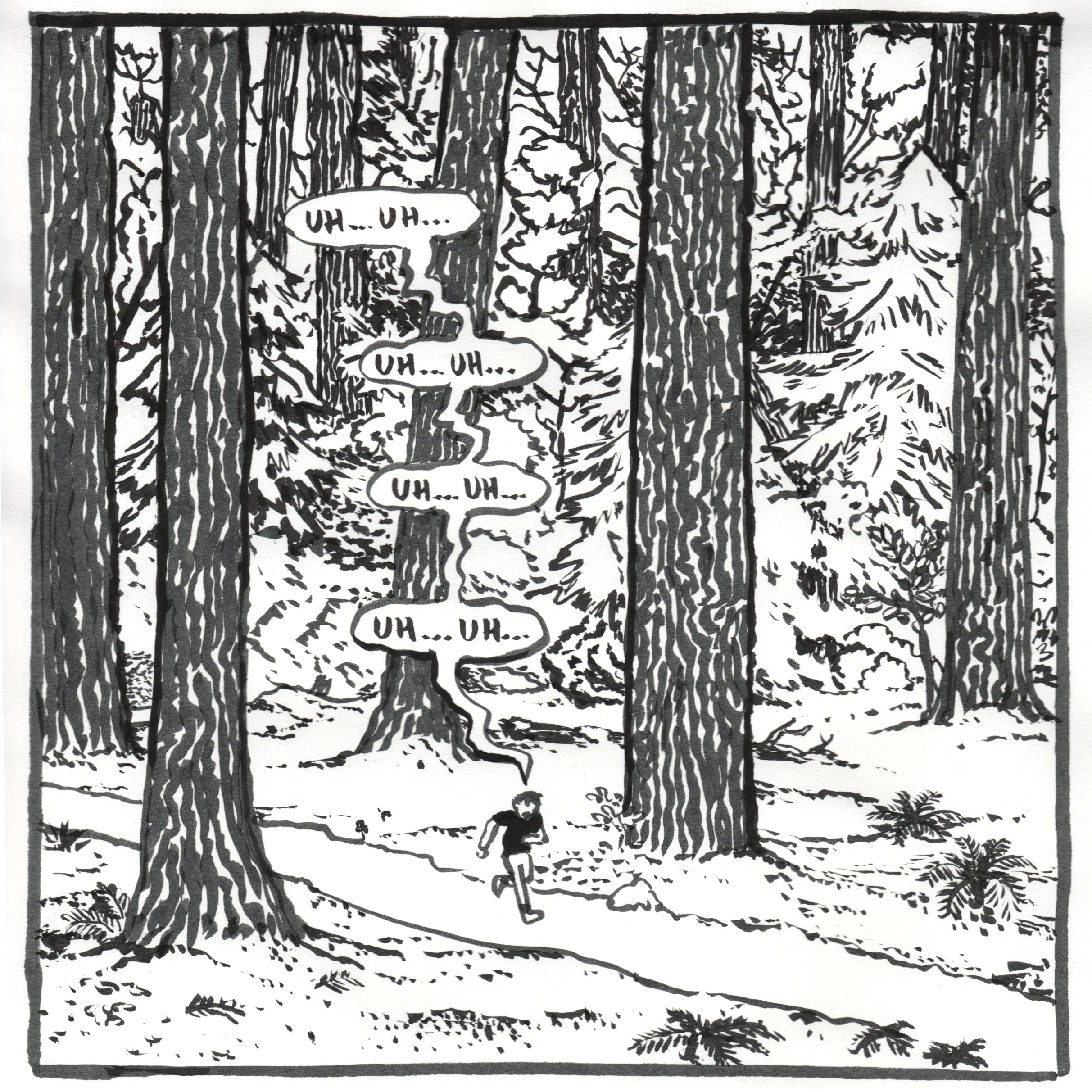 Forest Run - Ink on paper 40x40 cm