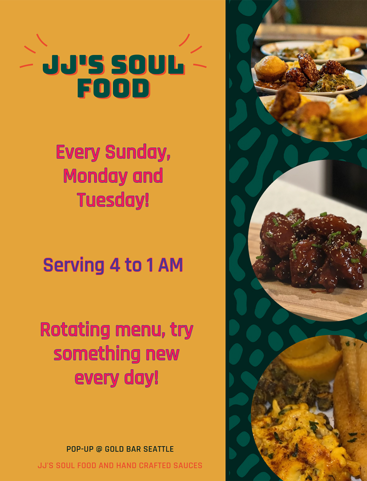 Soul food pop-up on capitol hill: sunday, monday and tuesday from 4pm-1am!! come get it!