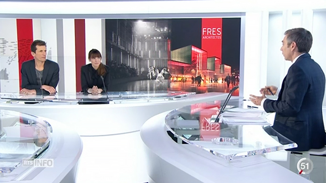 26/02/2017 - REPORTAGELe projet de la Nouvelle Comédie apparait au journal du soir sur RTS, lors de l'interview des nouveaux directeurs