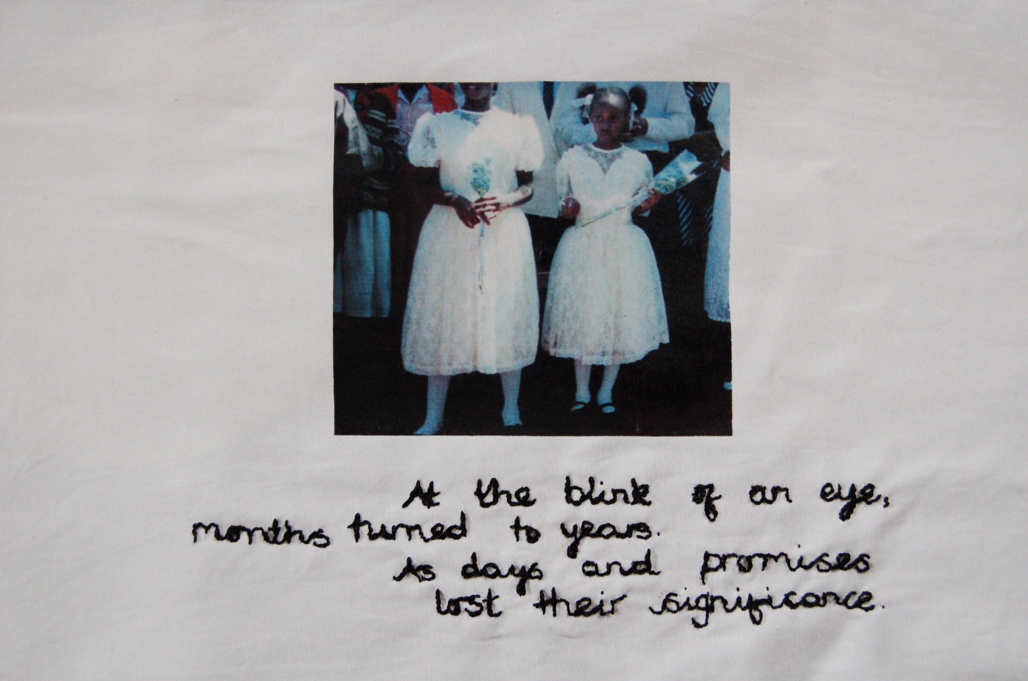 Wanja Kimani, Borrowed intimacy, 2013, UK, mixed media (embroidery & print on cotton dill) 1/8