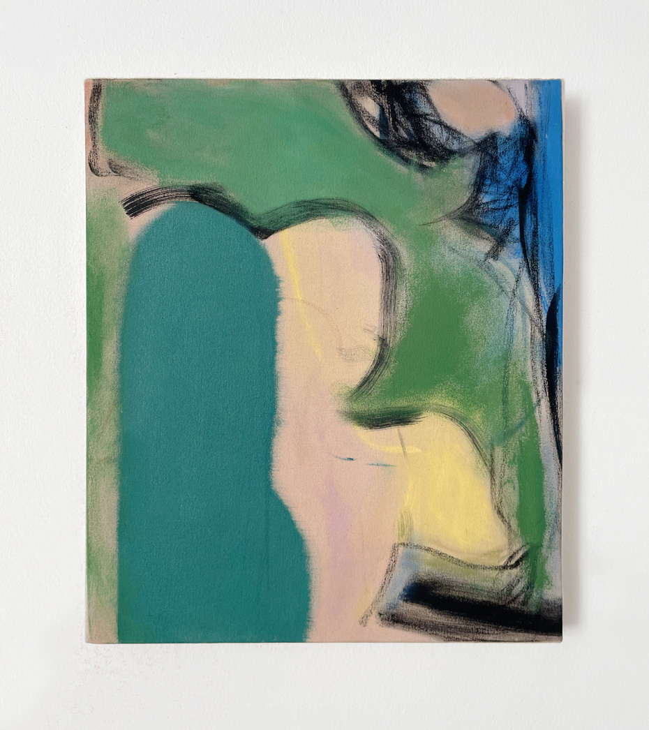 'Petals' - Oil, ink and charcoal on cotton, 55 x 47 cm