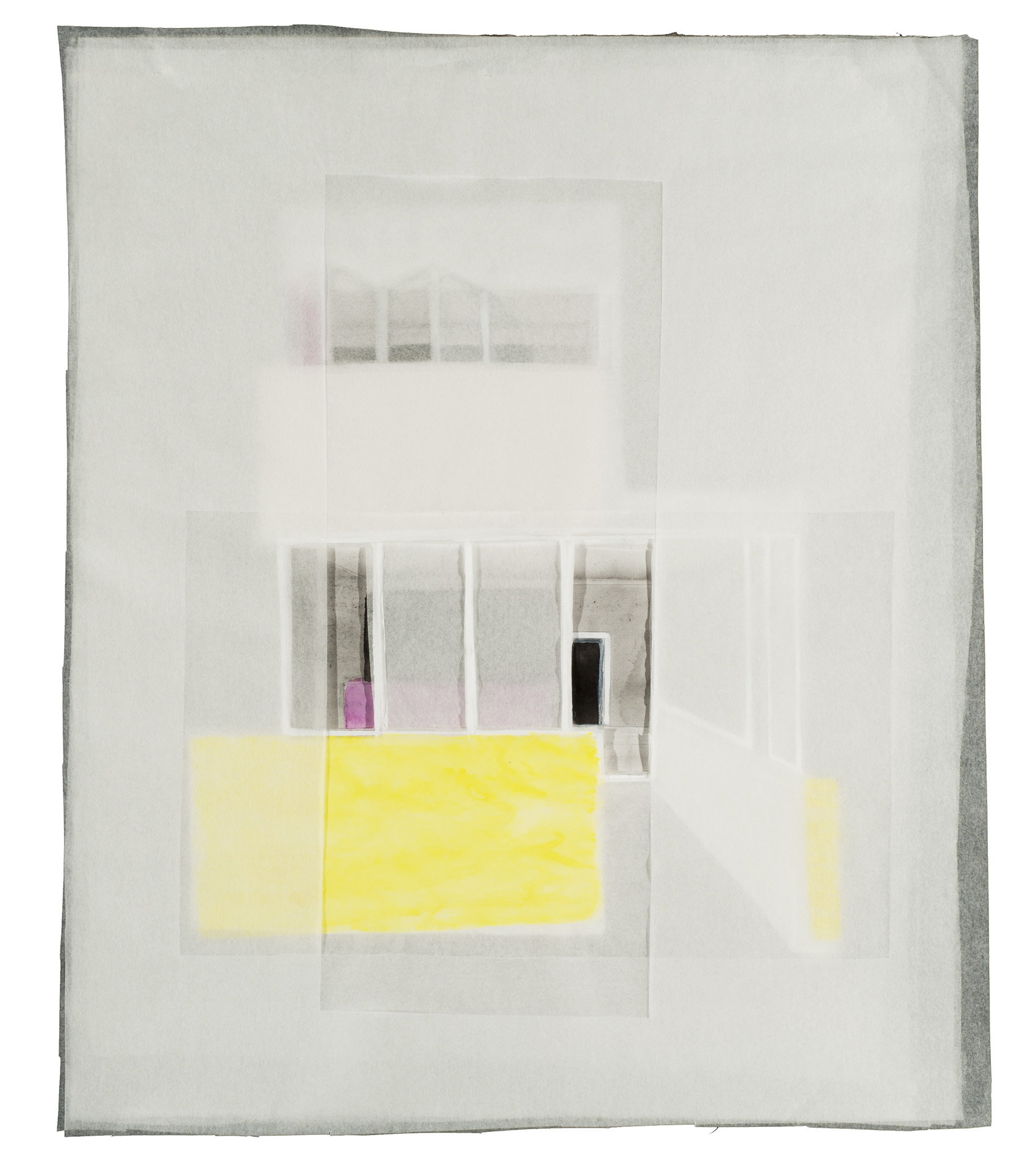 Pre-Fab House: We Were So Forward-Thinking Watercolor on layered paper, 29 in x 26 in, 2019