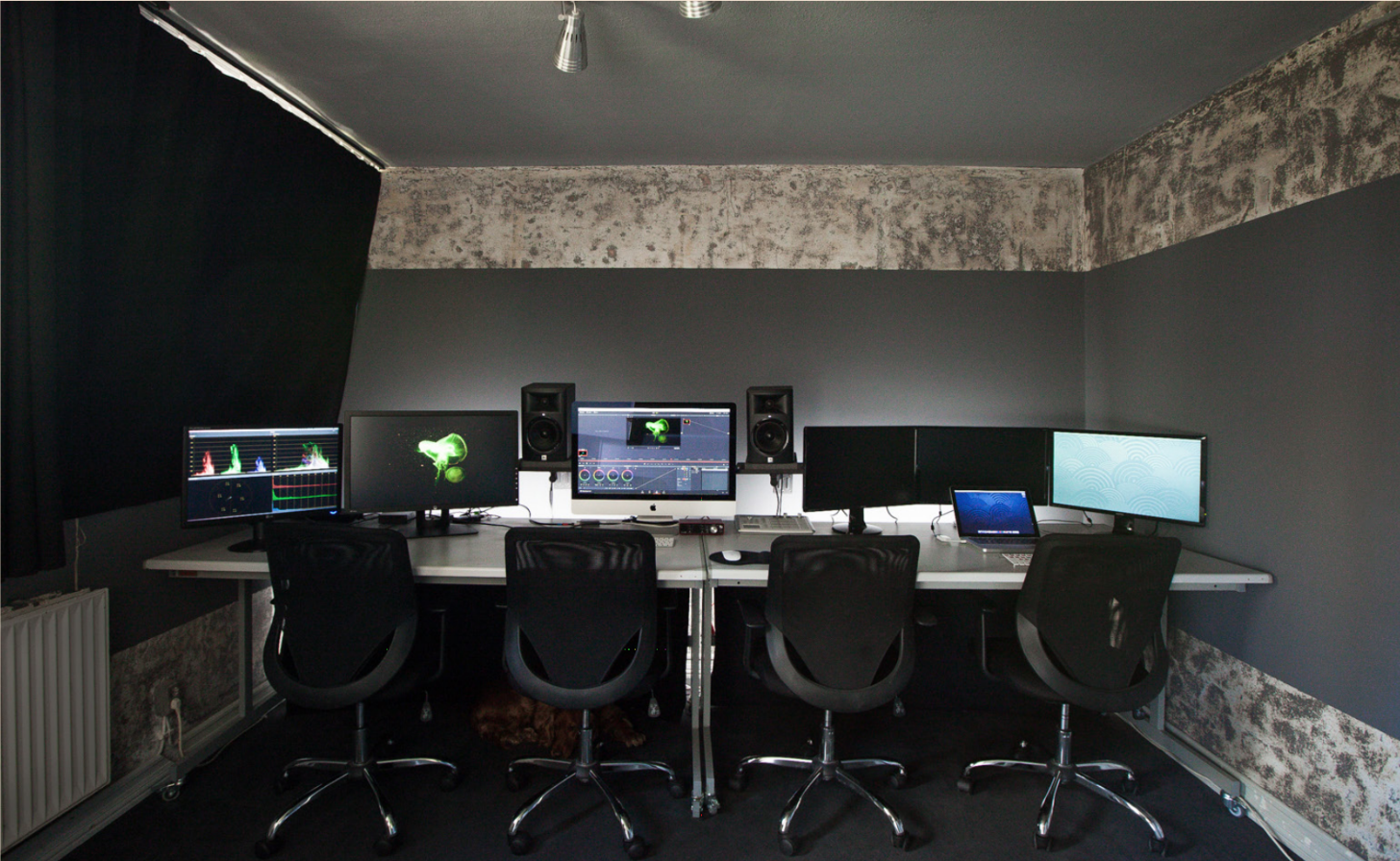 video editing room setup