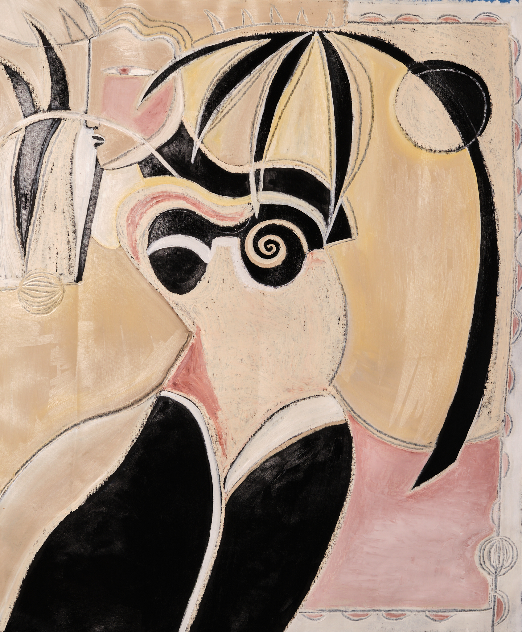 Honey Dew 2, 2024. Oil & oil stick on black linen