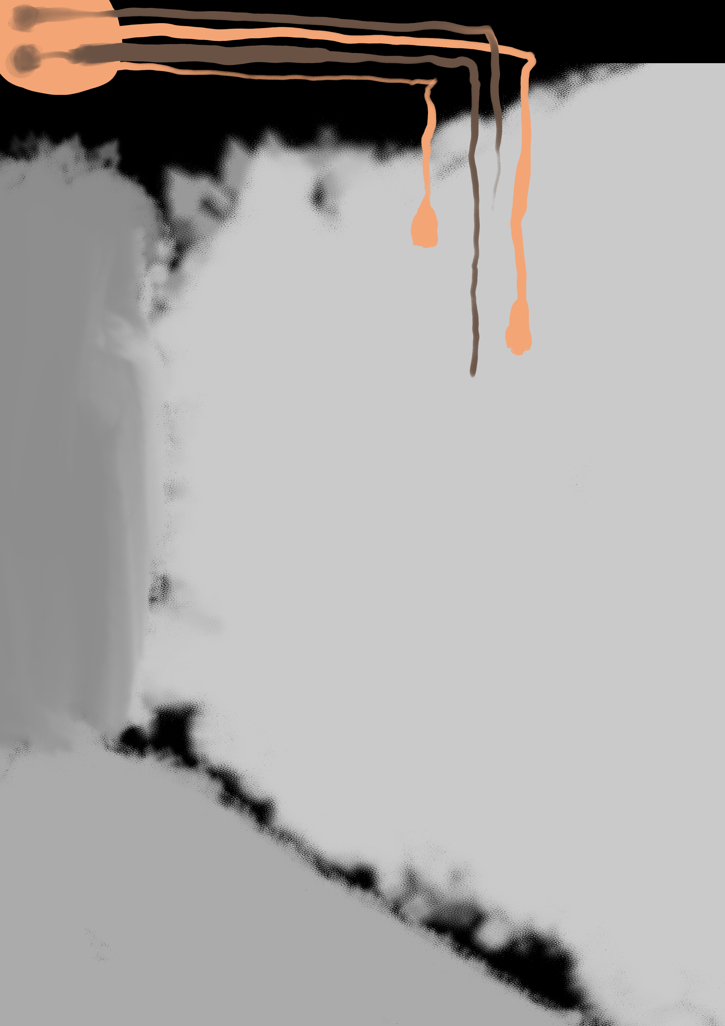 staring at the ceiling and wall alternately, not letting thoughts flow onto the floor