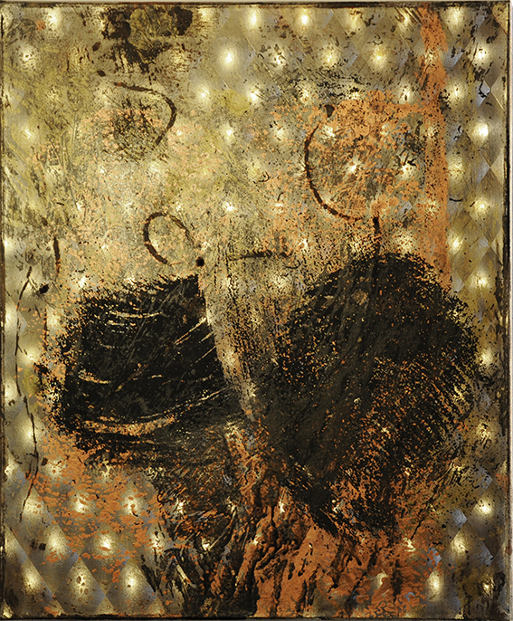 Untitled (éclaireur), 2012, Vynil paint on partially wallpaper on canvas, 60 x 50cm