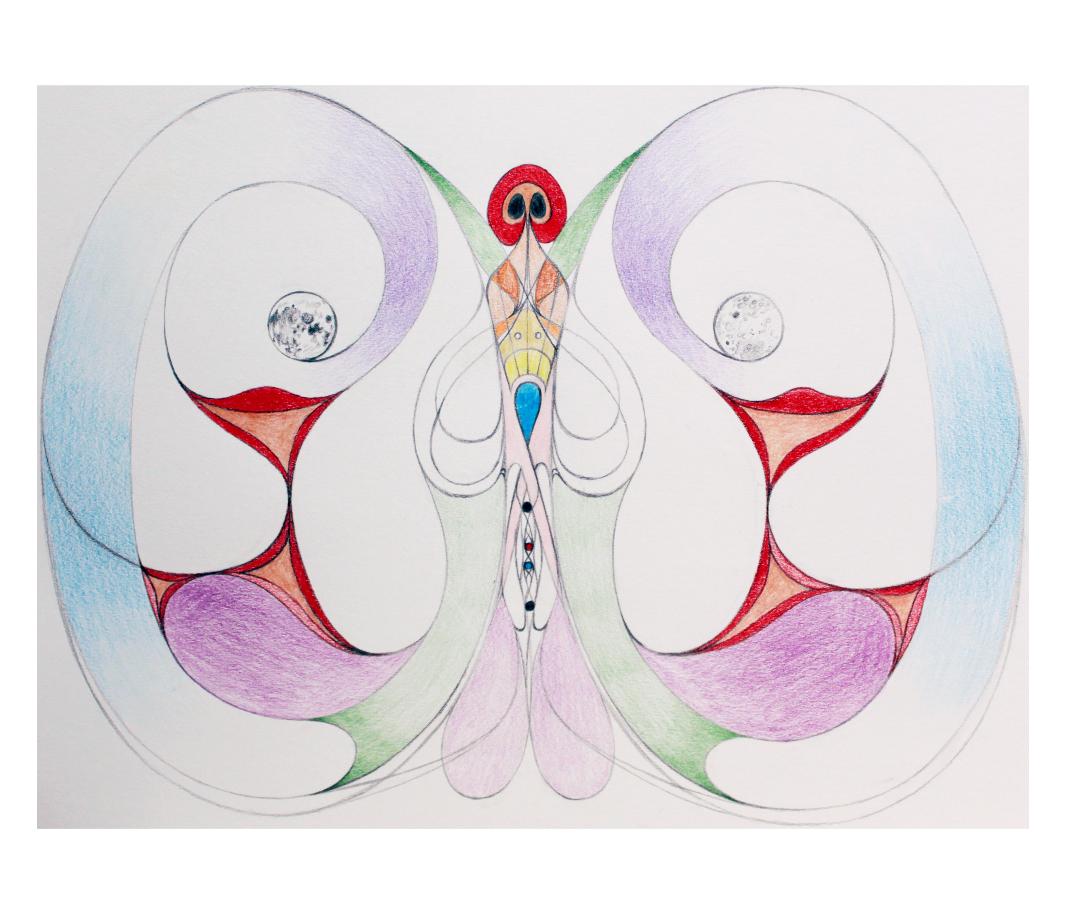 Moonwatching (14"x11", colored pencil & graphite on paper)