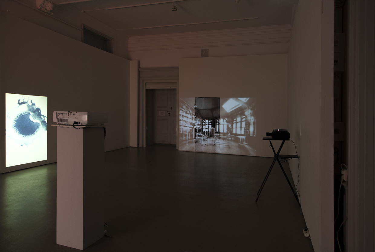 Slide projection and projection on painting on paper by Kristina Bength 2014