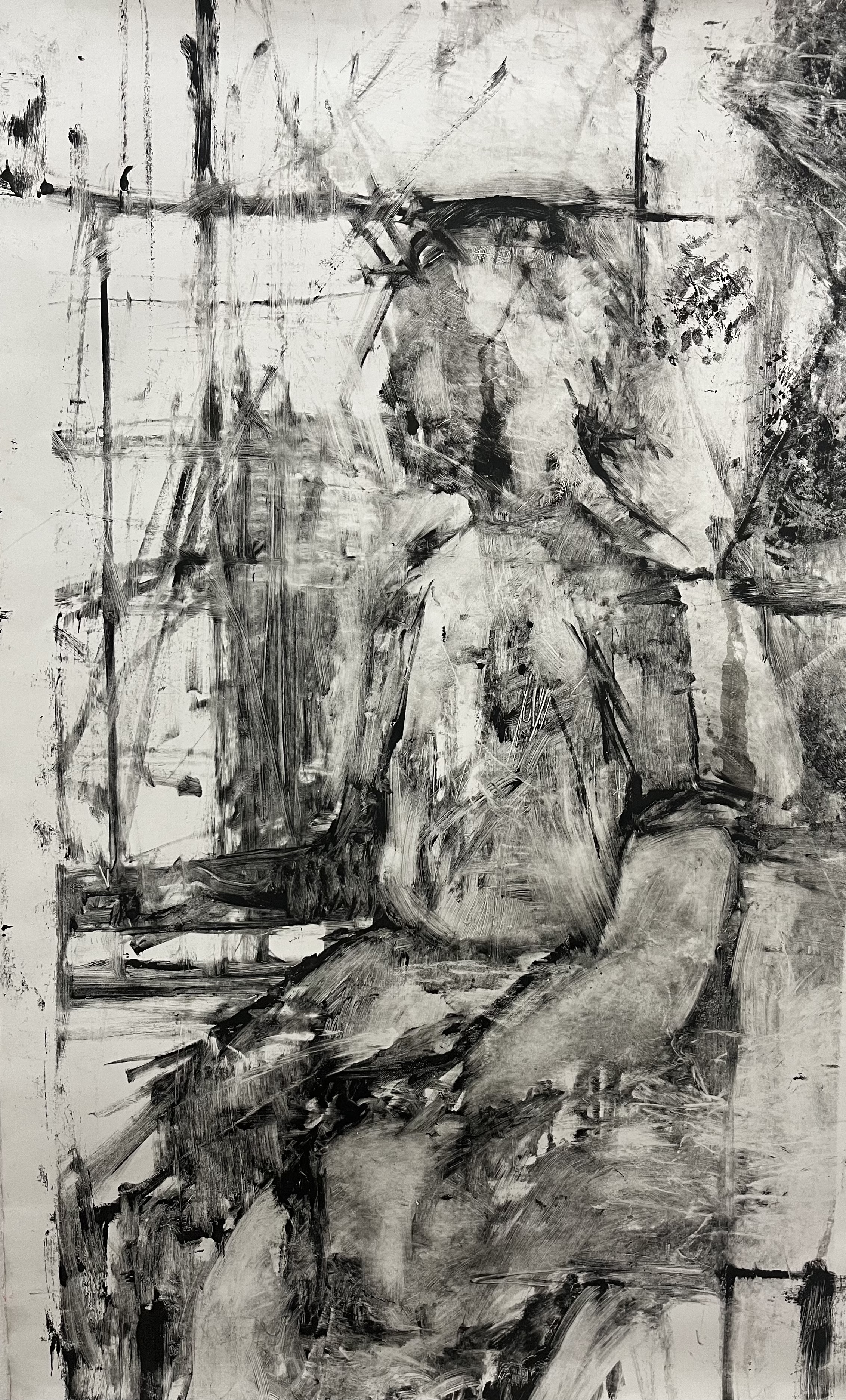 The Sitter, Oil Monotype, 2023, 21 x 37