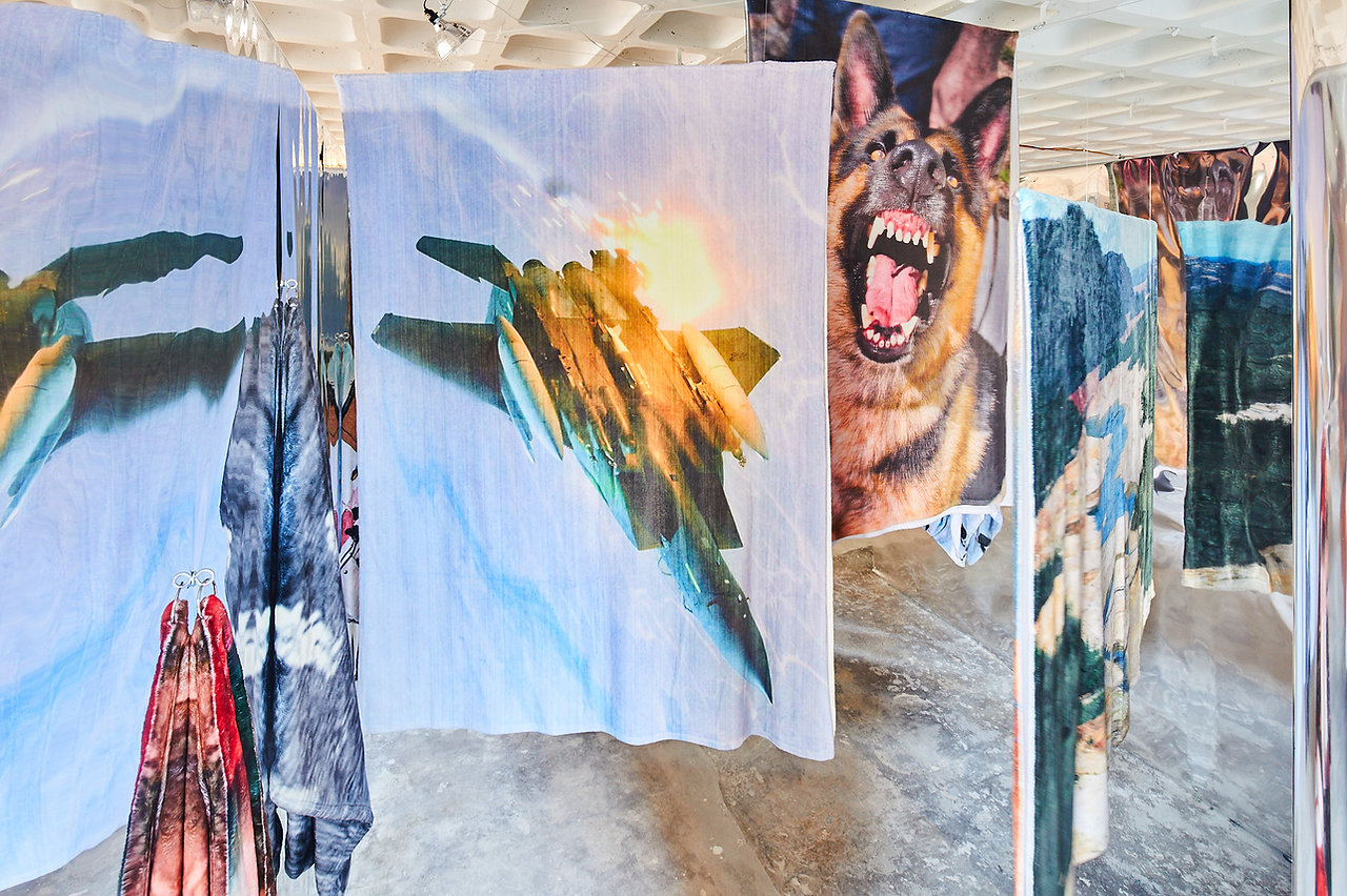 SPRING/BREAK Art Show, 2019. 866 UN Plaza, NYC. The Security Blankets collaboration with Anita Cruz-Eberhard was included in SPRING/BREAK Art Show during Armory week for it’s eighth year. Entitled "Security Blankets US" as part of the show’s 2019 theme Fact and Fiction, ten 60×80 inch and seven 30×40 inch blankets were exhibited as a labyrinth in a 10×10 mylar-walled space.