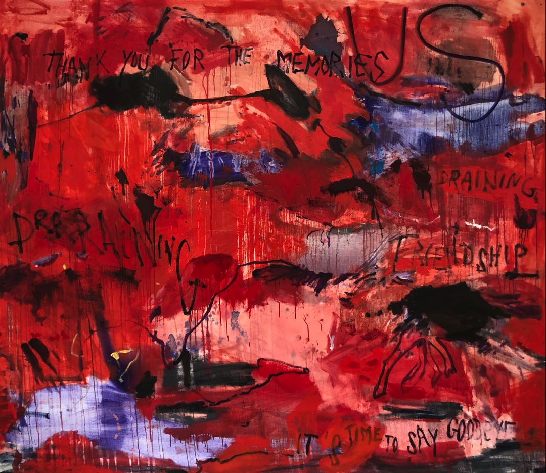 Draining friendship 2023 Oil on canvas 200x230 cm