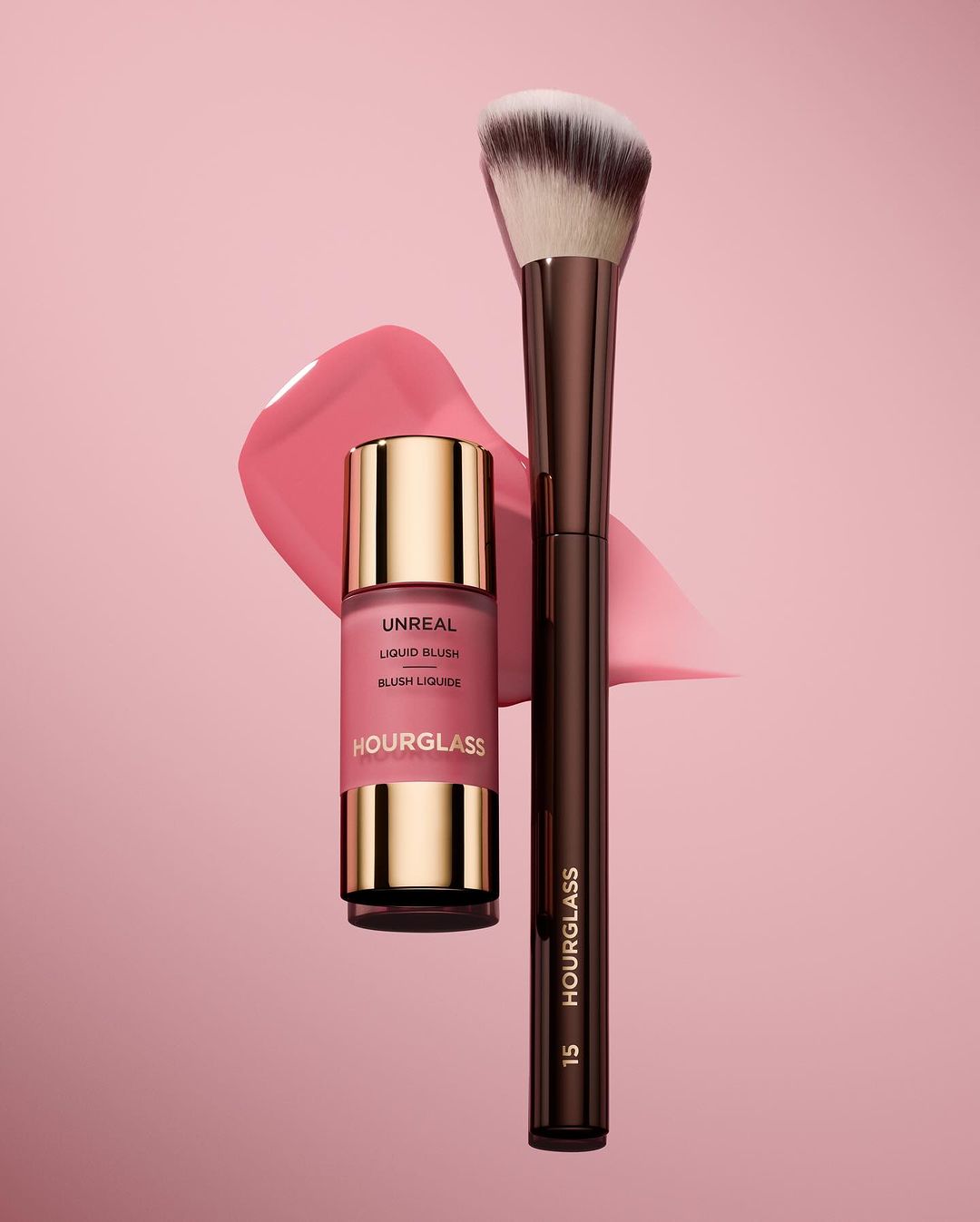 KMA stylist Rachel Haas designs set for photo of many shades of concealer sticks on black background for Hourglass