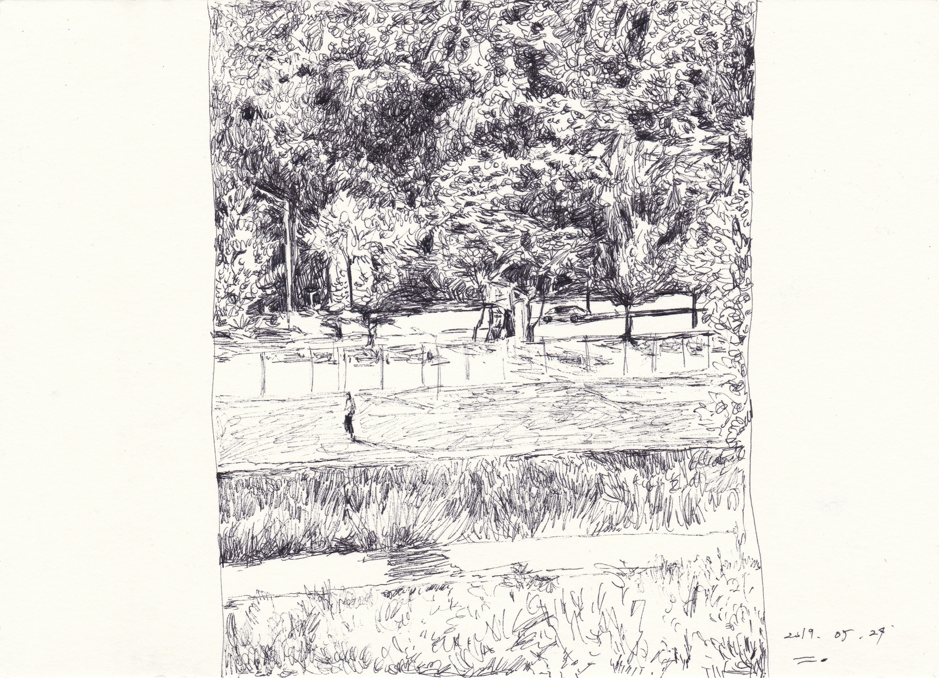 해질녘 산책, 2019, pen on paper, 14.8*21(cm)