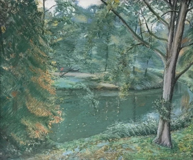 Uitzicht uit balkon, herfst 2010 - pastel 50x60 cm