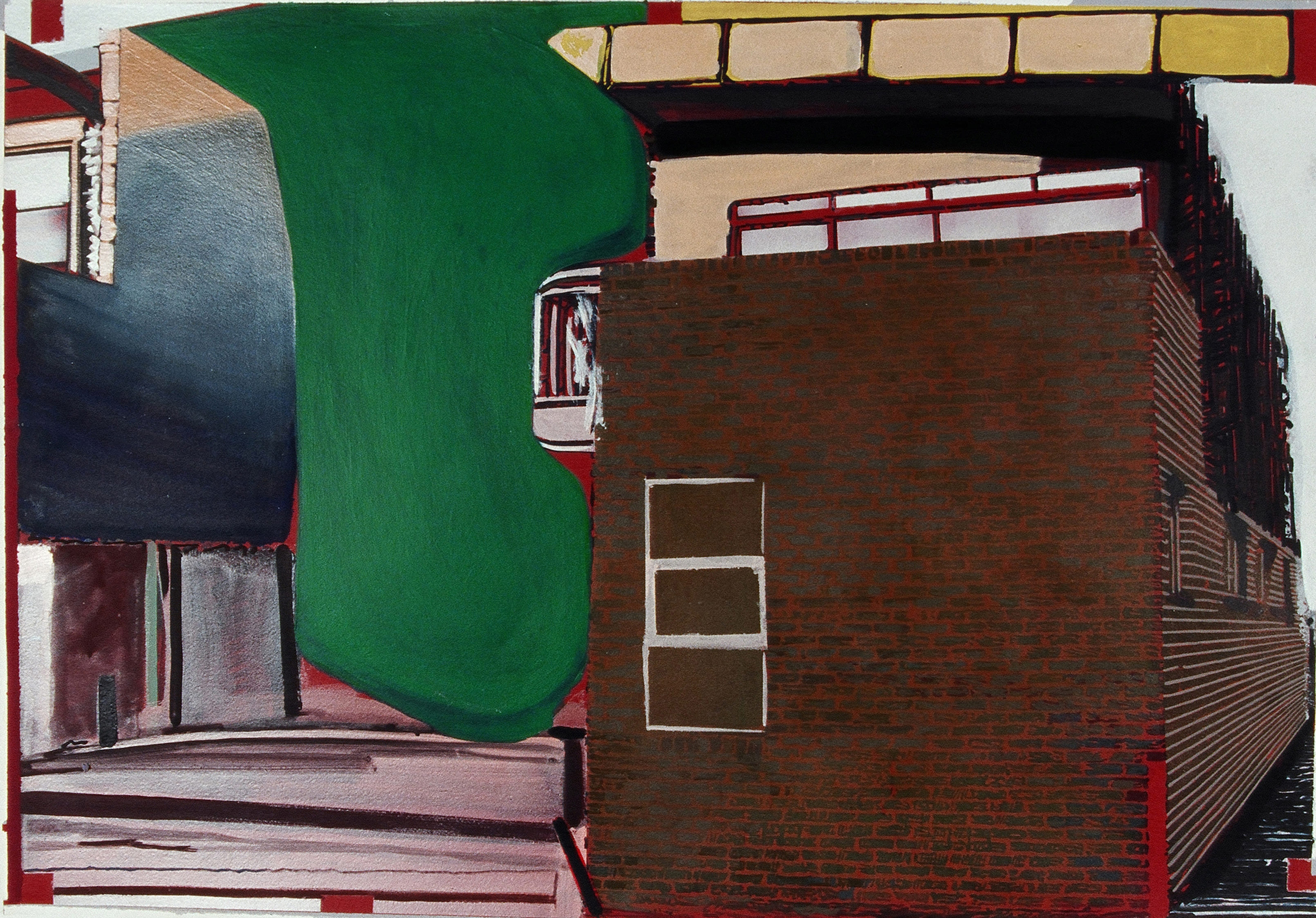 Close Fit, 2003. Acrylic on paper, 69 cm x 100 cm.