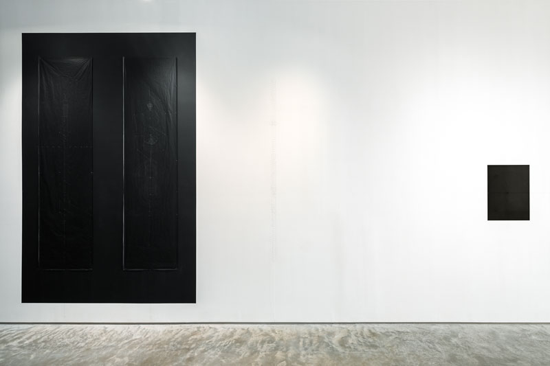 Amina Ahmed, Pondering the Fish, 2019, a drawing on site: graphite, paper, cotton thread, copper, light, mirror, water, shadow, paint.  Photo credit: Rafael Gamo.