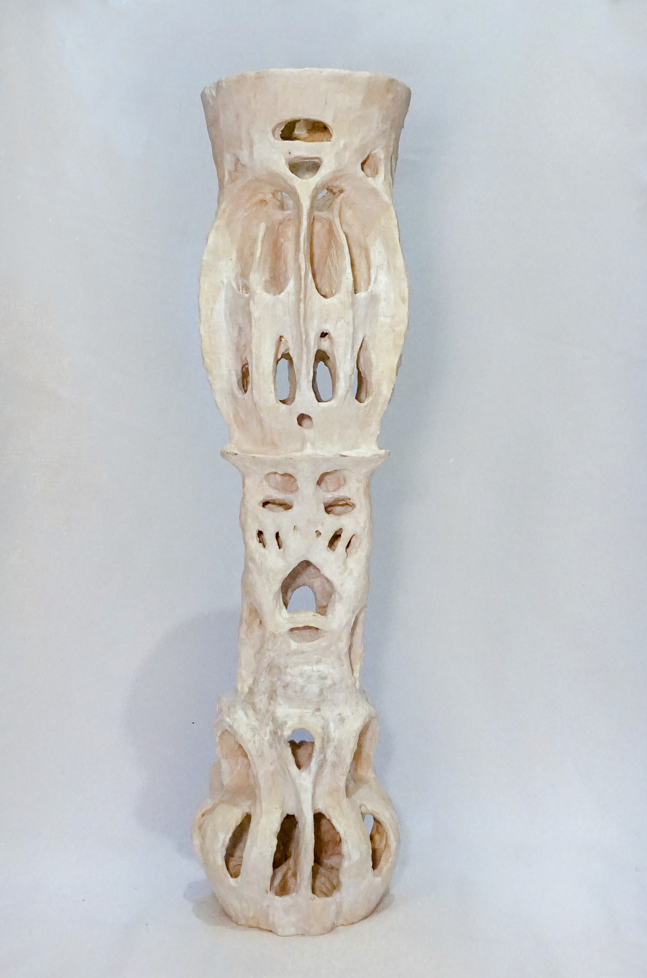 Portal III, stoneware and low-fire crackle glaze layered with white underglaze, 31.5 x 8 x 8 (at base)