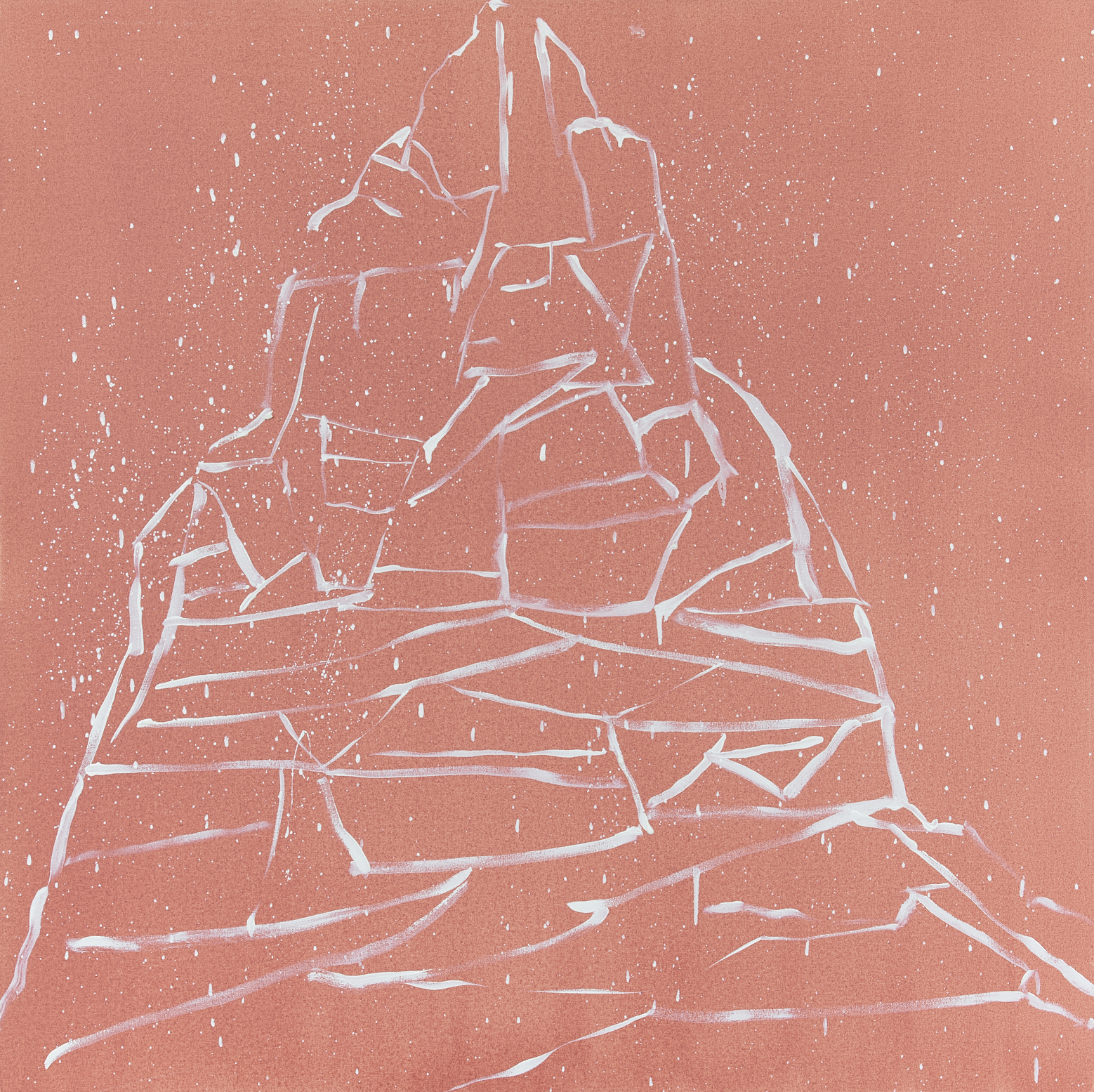 Cold Mountain Camellia #2, 2020, oil and acrylic on canvas, 48 x 48 in