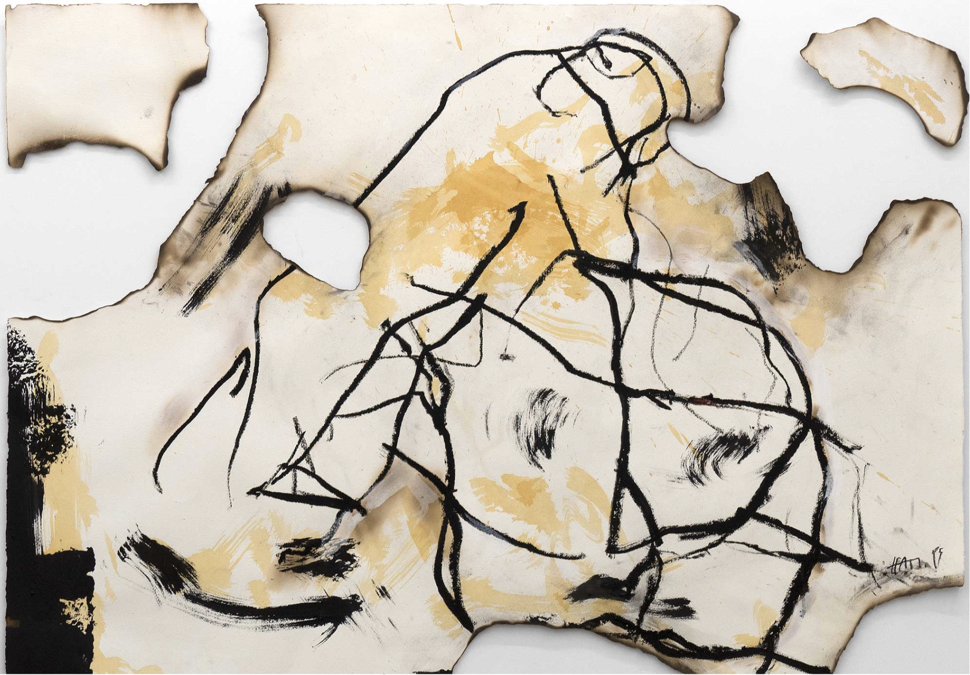 LEIDENSCHAFT BRENNT - 2025, aus der Serie FEUER, DU HAST MIR DIE SEELE VERBRANNT, Öl, Acryl auf Kupferdruckpapier, 77 x 107 cm(95,5 x 125,5 cm)