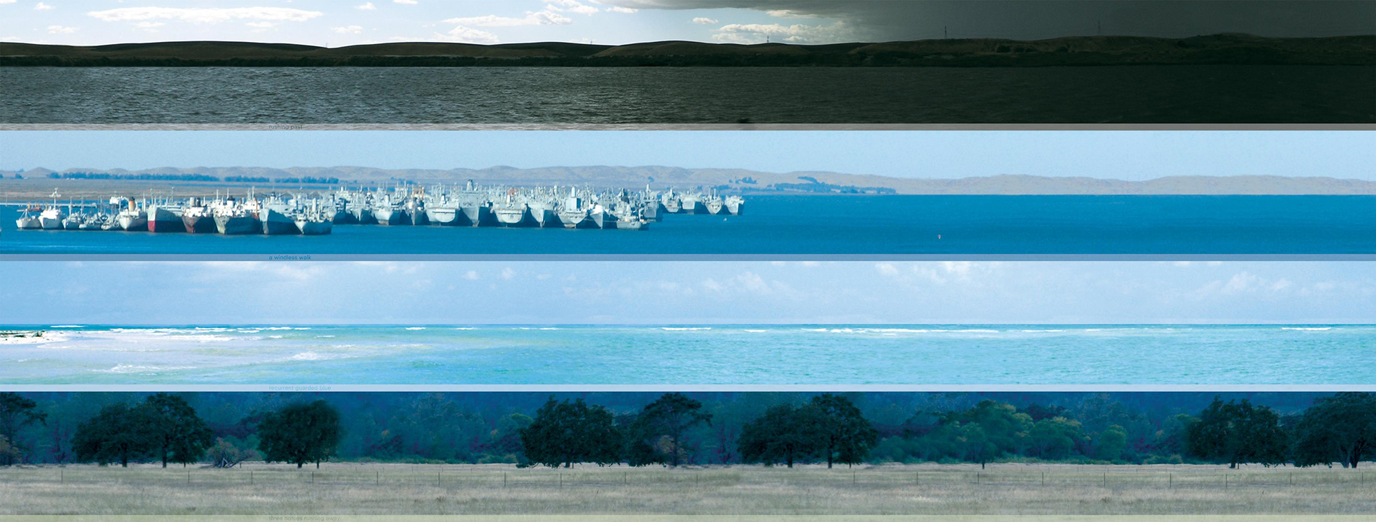 Homeland 3, Guarded Blue, 2006; inkjet print and plexiglass, 15 x 40 x .5 inches.
