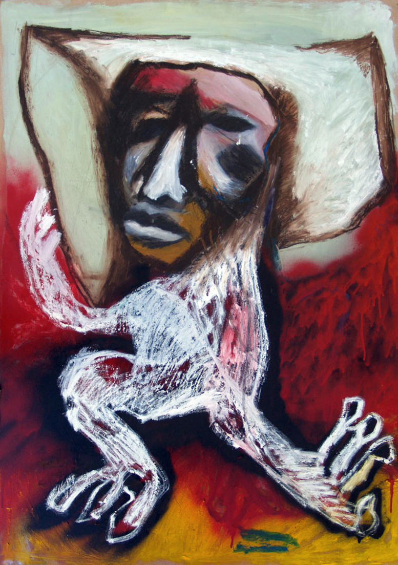 Feticciooil, oil sticks and spray paint on wood, 110x80cm, 2014