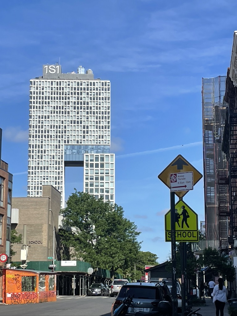 A floating building.