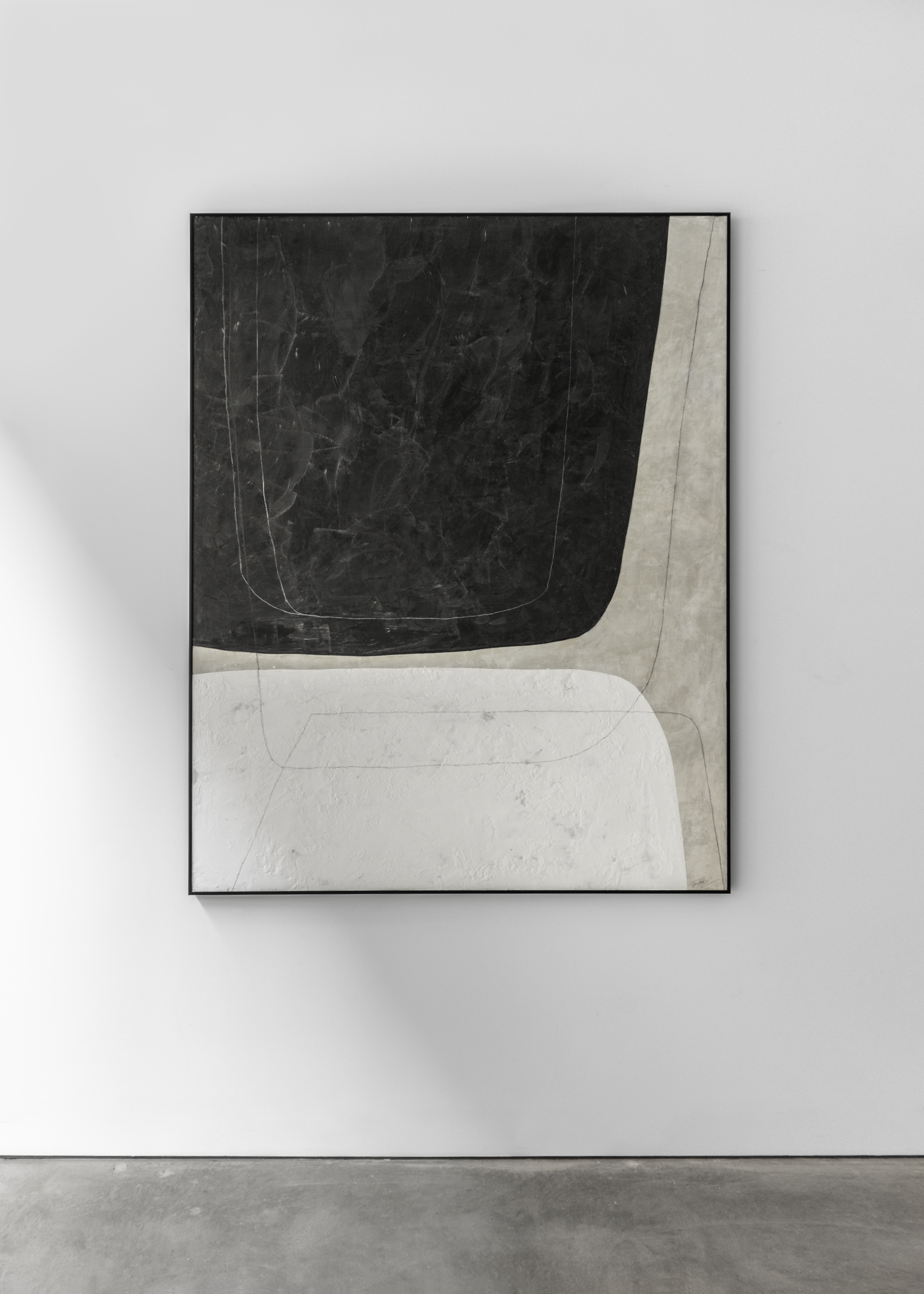 Untitled_03, 2019 | Plaster, lime, indian ink and graphite on paper | 48” x 60”