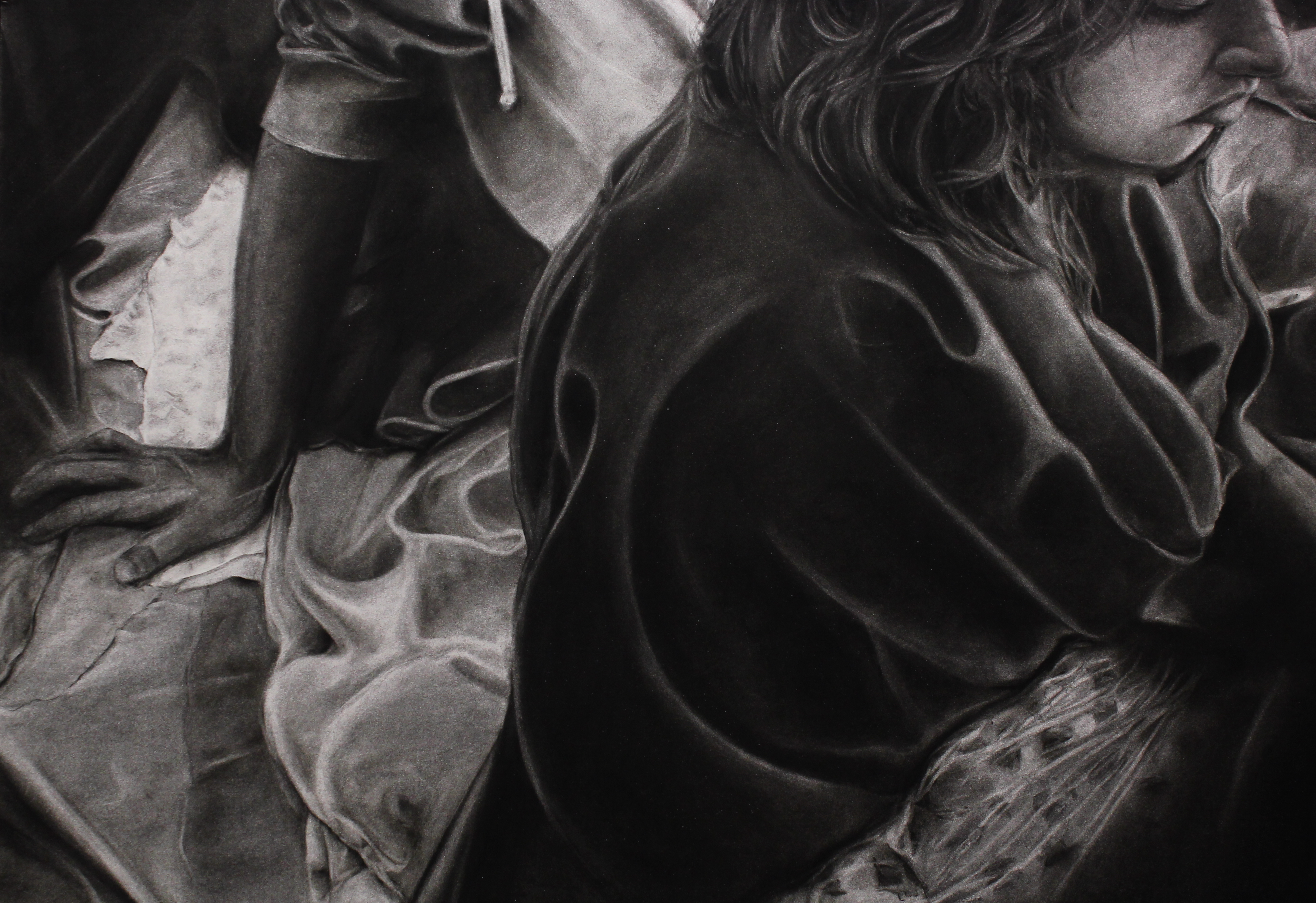 This highway needs rain on both these lanes, Charcoal on paper, 67cm x 97cm, 2012